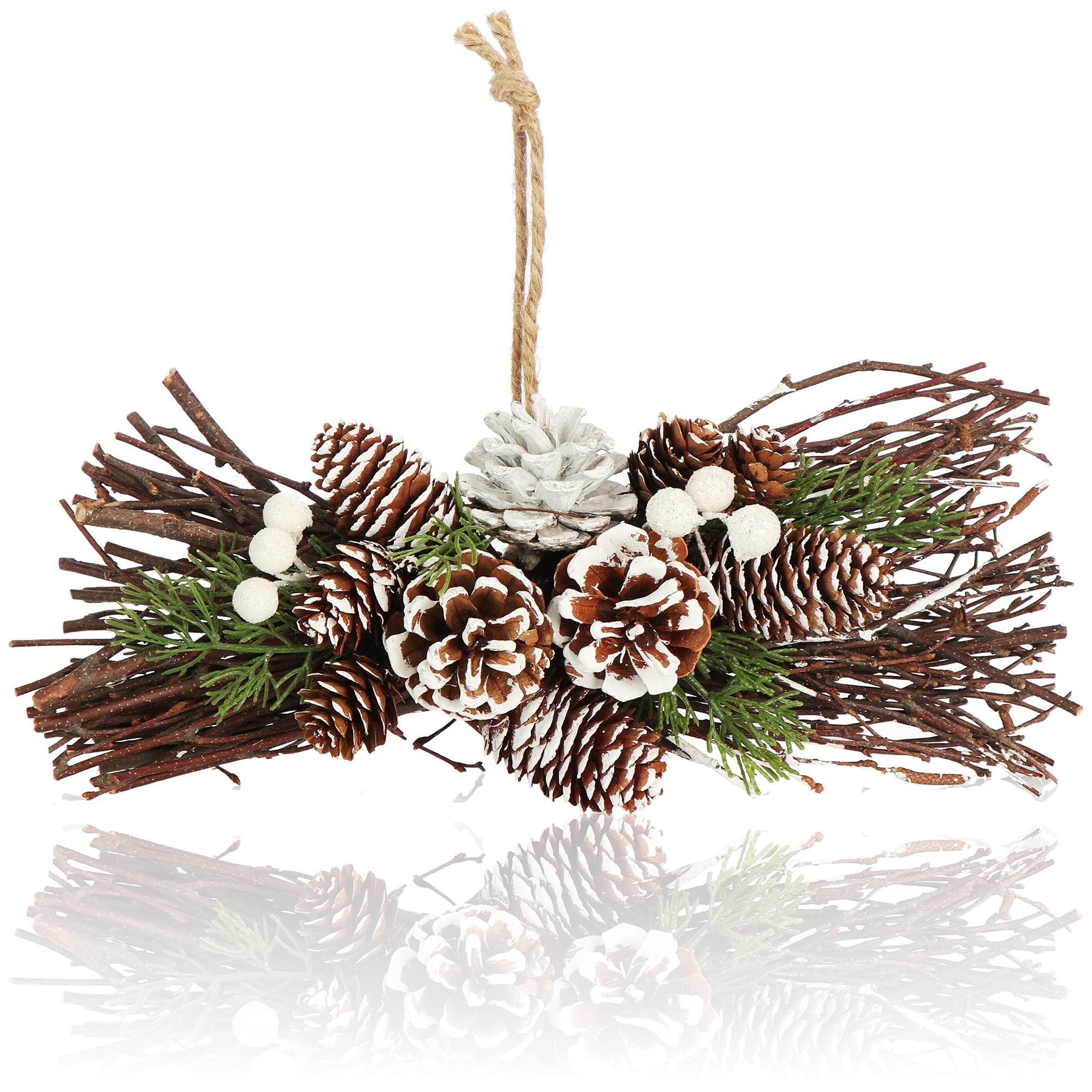 com-four® Arreglo navideño: piñas, ramitas y Bayas Brillantes: arreglo Floral Hecho a Mano como decoración Colgante de Invierno para Ventanas y Puertas (1 Pieza - arreglo)