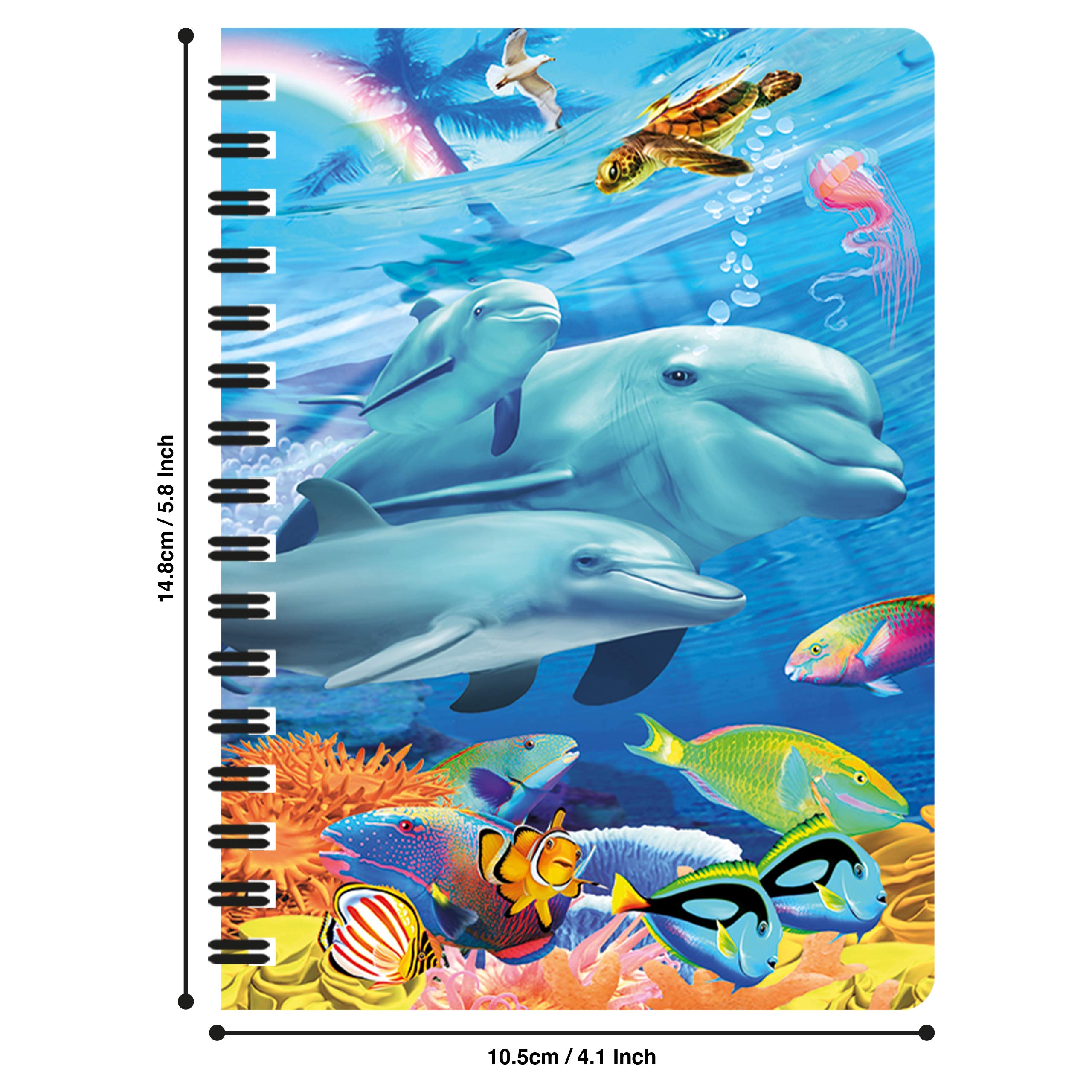 3D LiveLife Jotter - Dolphin Family from Deluxebase. Lenticular 3D Ocean 6x4 Spiral Notebook with plain recycled paper pages. Artwork licensed from renowned artist Michael Searle - Image 2