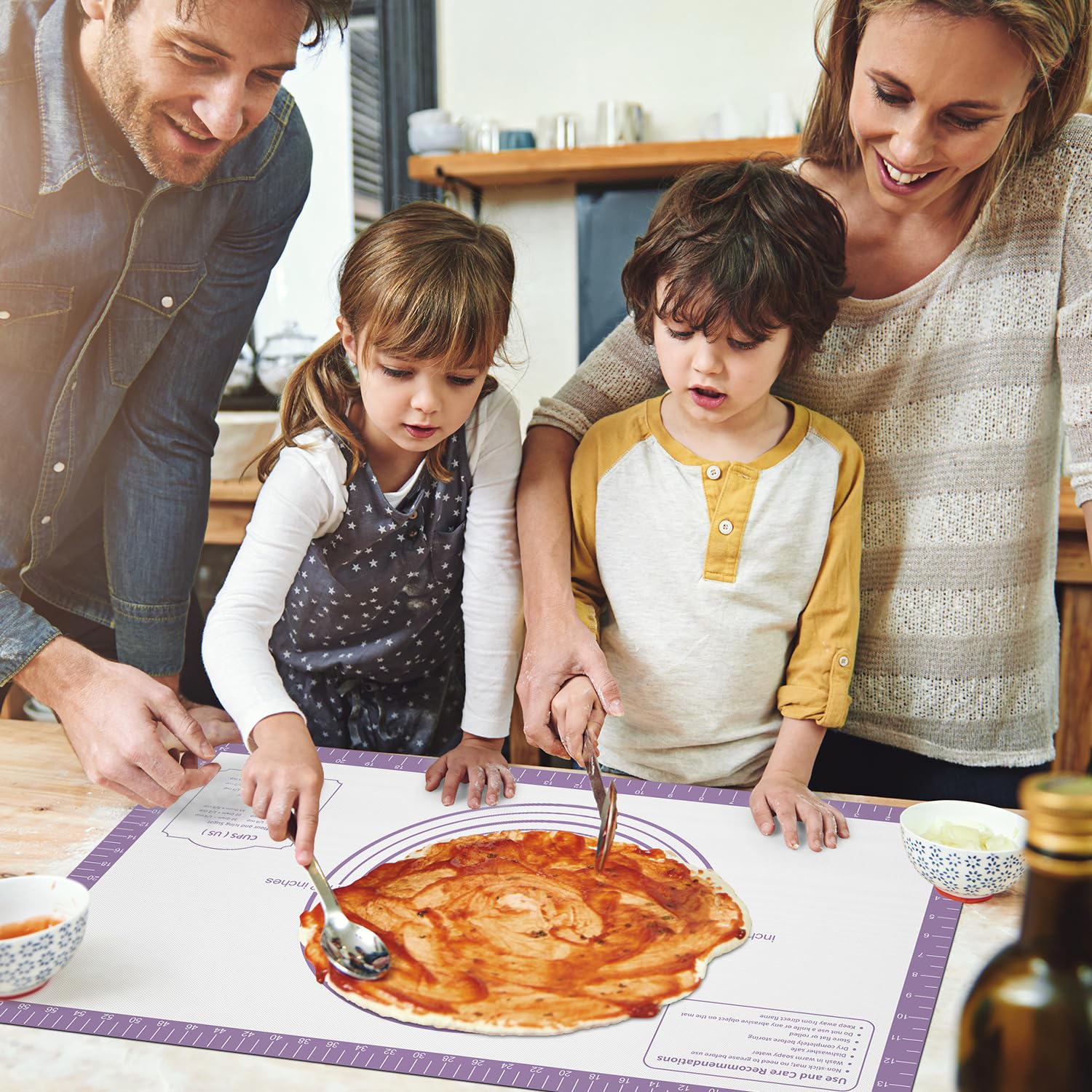 Antihaftbeschichtete Backmatte, extra große Silikon-Backmatte mit Messung, Silikon-Teigrollmatte für Kekse, Macarons, Brot, Kuchen, Kruste, leicht zu reinigen und aufzubewahren, lebensmittelechte