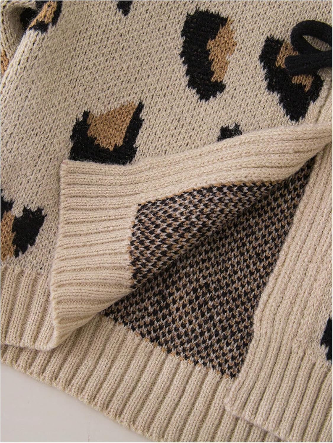 MakeMeChic Girl's 2 Piece Winter Outfits Cheetah Print Crew Neck Long Sleeve Cardigan and A Line Mini Skirt Sets