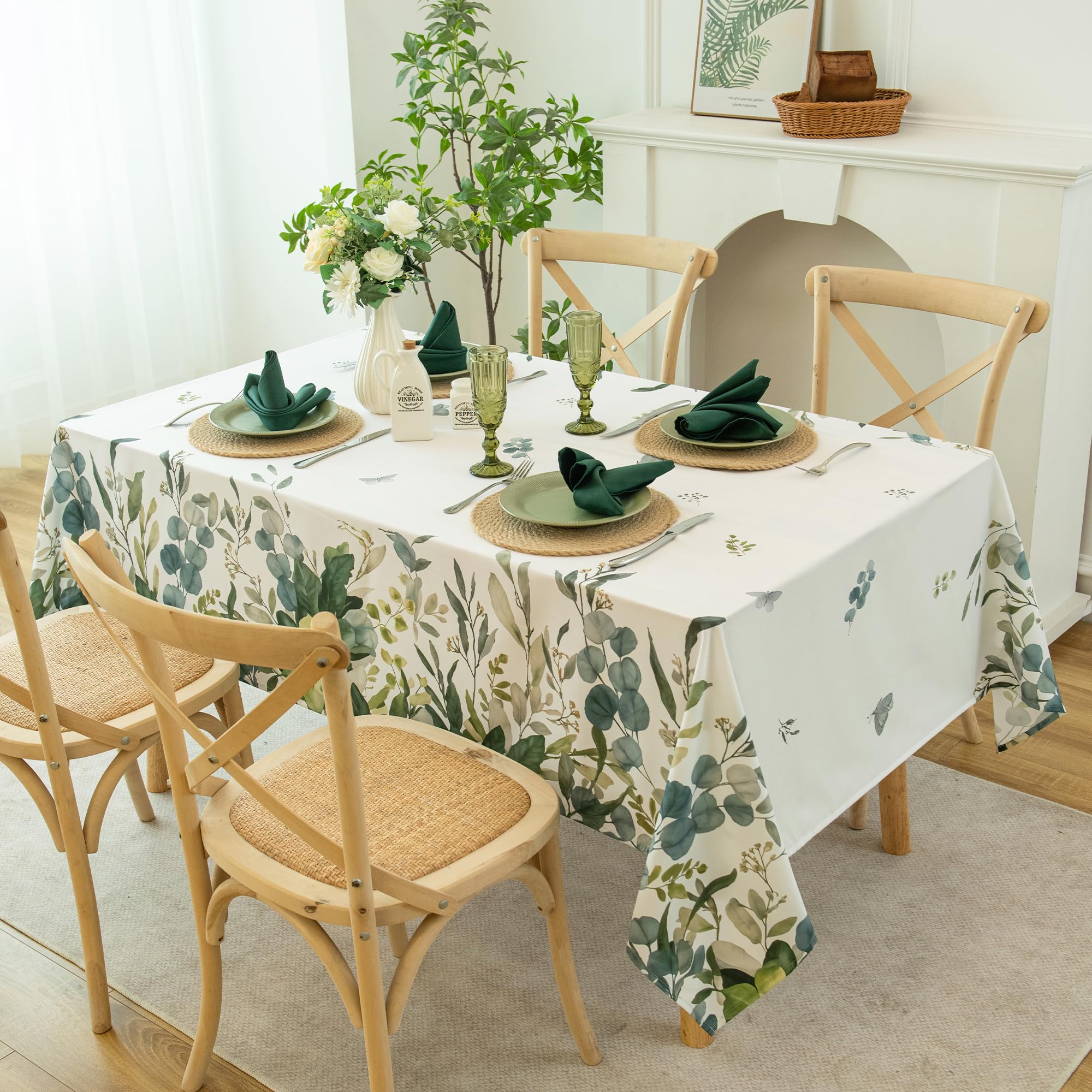 Mantel de verano, impermeable, resistente a las manchas, diseño floral para comedor, cocina, exteriores, picnic, fácil de limpiar, vibrante y duradero, decoración del hogar, 60 x 120
