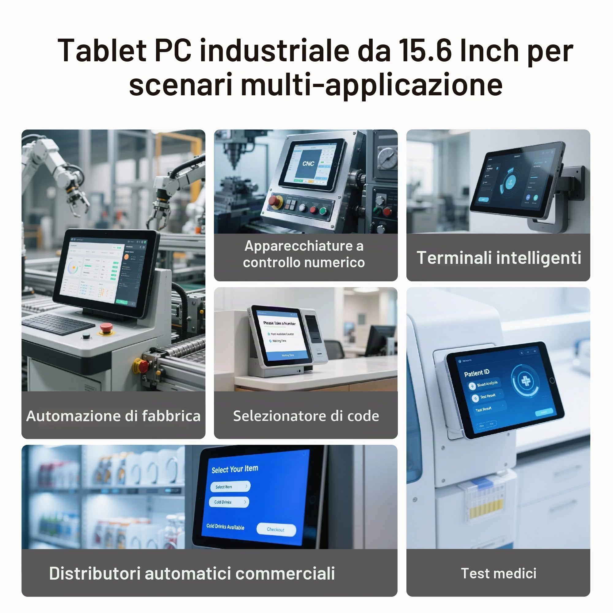 Industrie Panel PC-HEIGAOLAPC Industriale Touchscreen Pannello PC 15.6” RK3399 4GB RAM 64GB ROM, Android 12 Fanless Touchscreen Monitor All in One 1920*1080 IPS, USB3,0, USB2,0, HDMI2,0, Type-C, RJ45