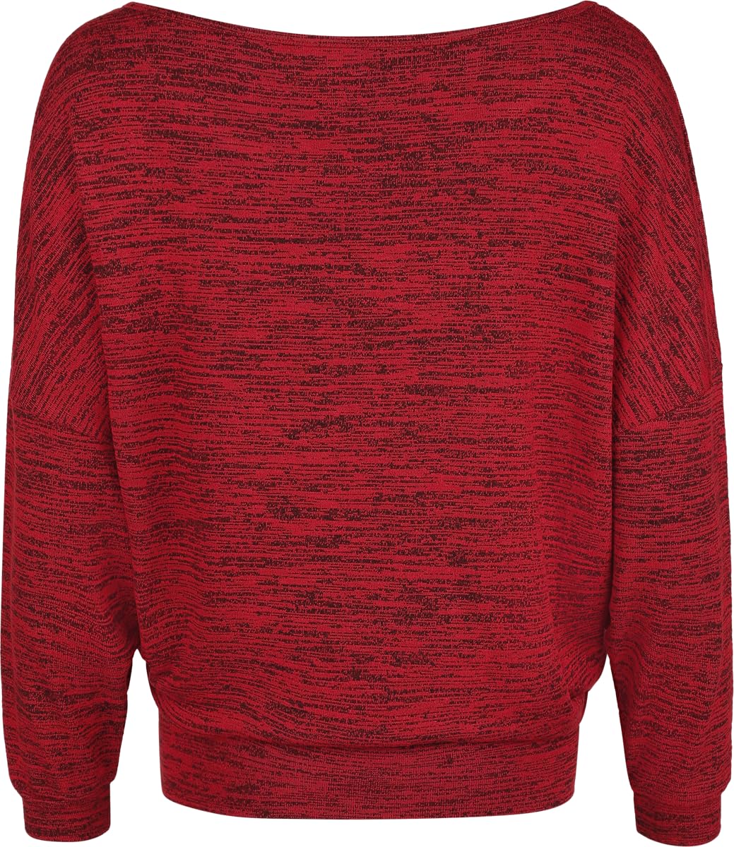 RED by EMP Donna Maglione Oversize Bordeaux in Maglia con Scollo a Barca
