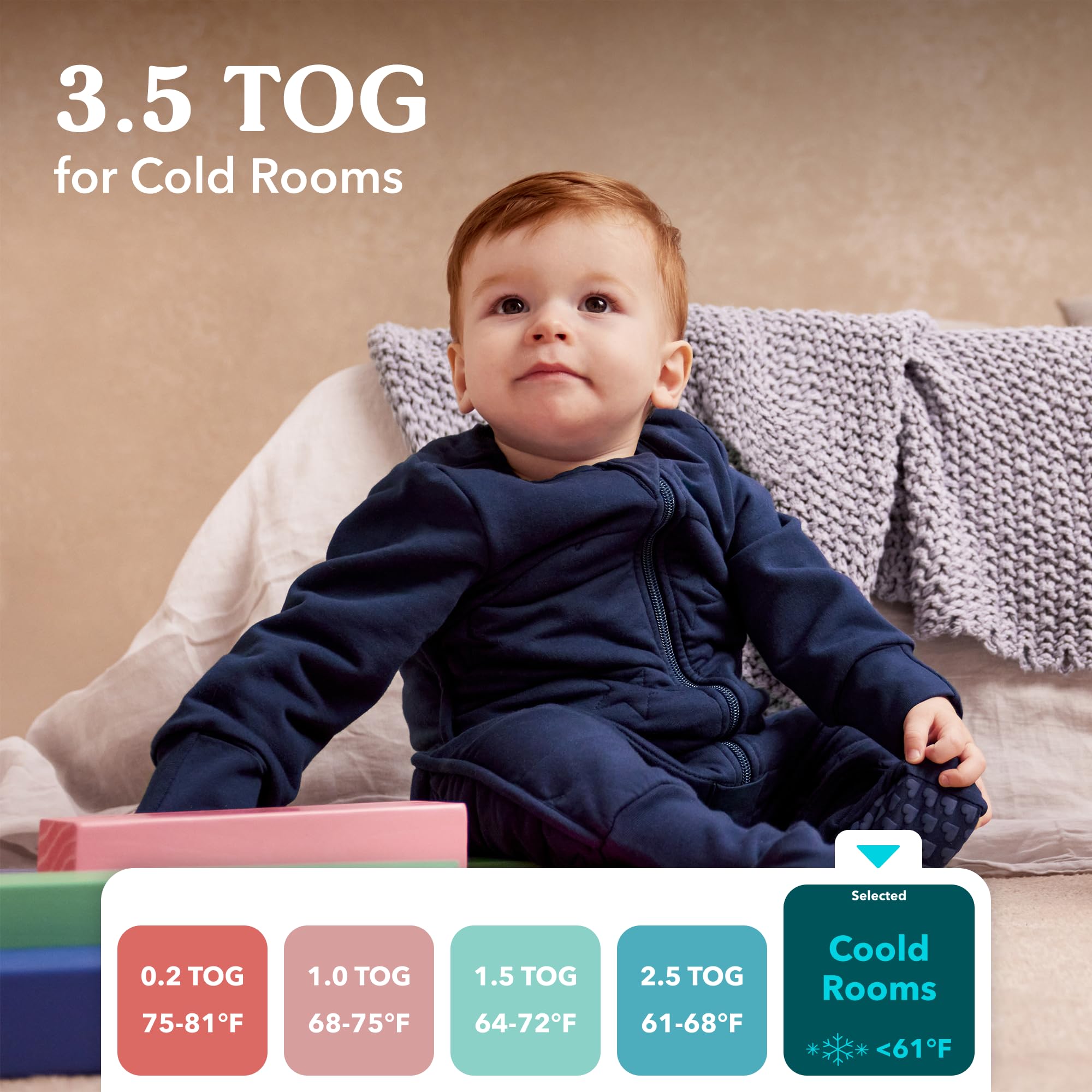 Love To Dream™ Schlafanzug mit Beinen, 4–5 Jahre – Grau | Langärmlig, leichte tragbare Decke | 3,5 Tog für Winter & Herbst (14–16 °C) | Baumwolle, maschinenwaschbar, Doppelreißverschluss