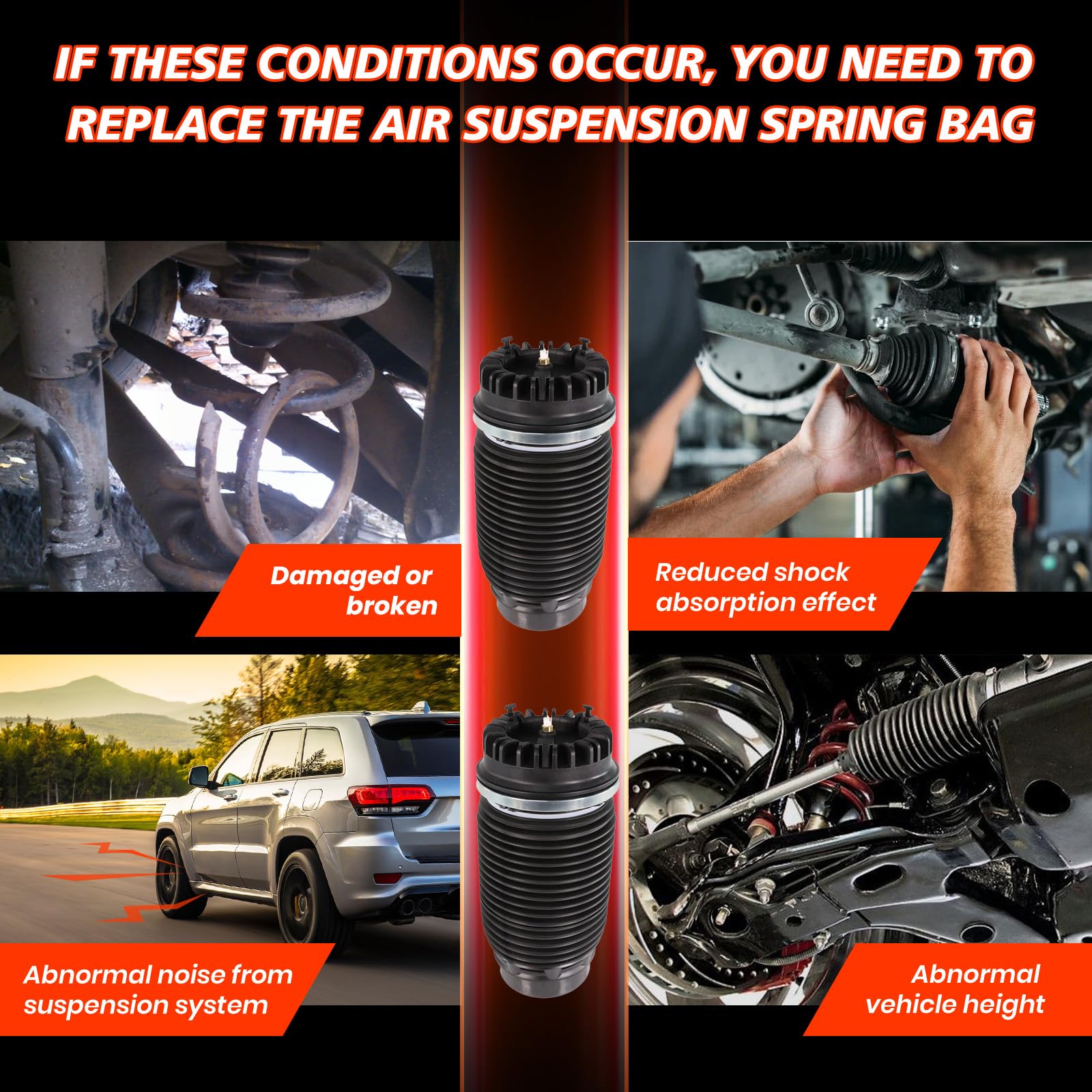 2Pcs Rear Air Spring Suspension Bag, Compatible With 2013-2018 Ram