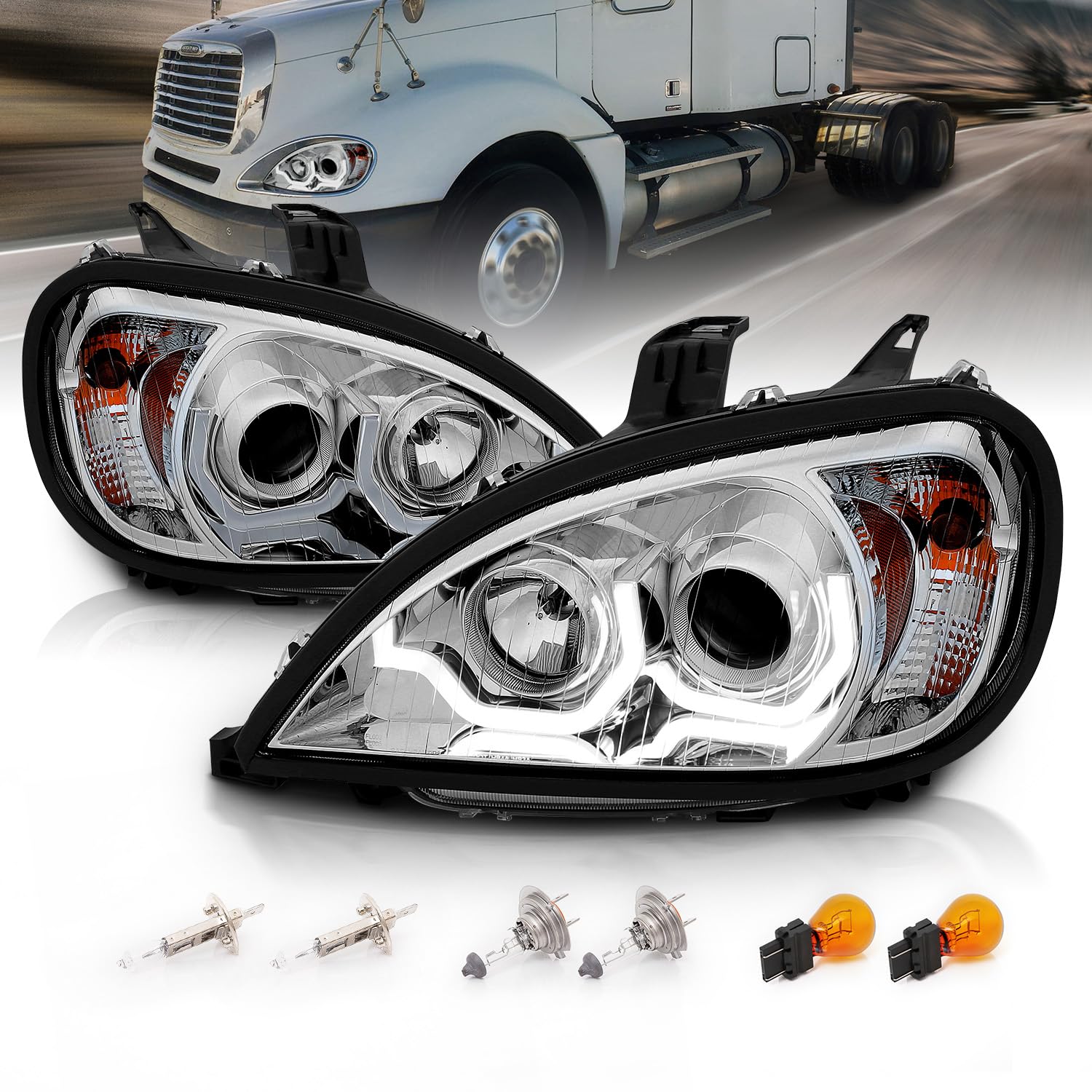 Amazon.com: AmeriLite Chrome Projector Replacement Headlights Dual
