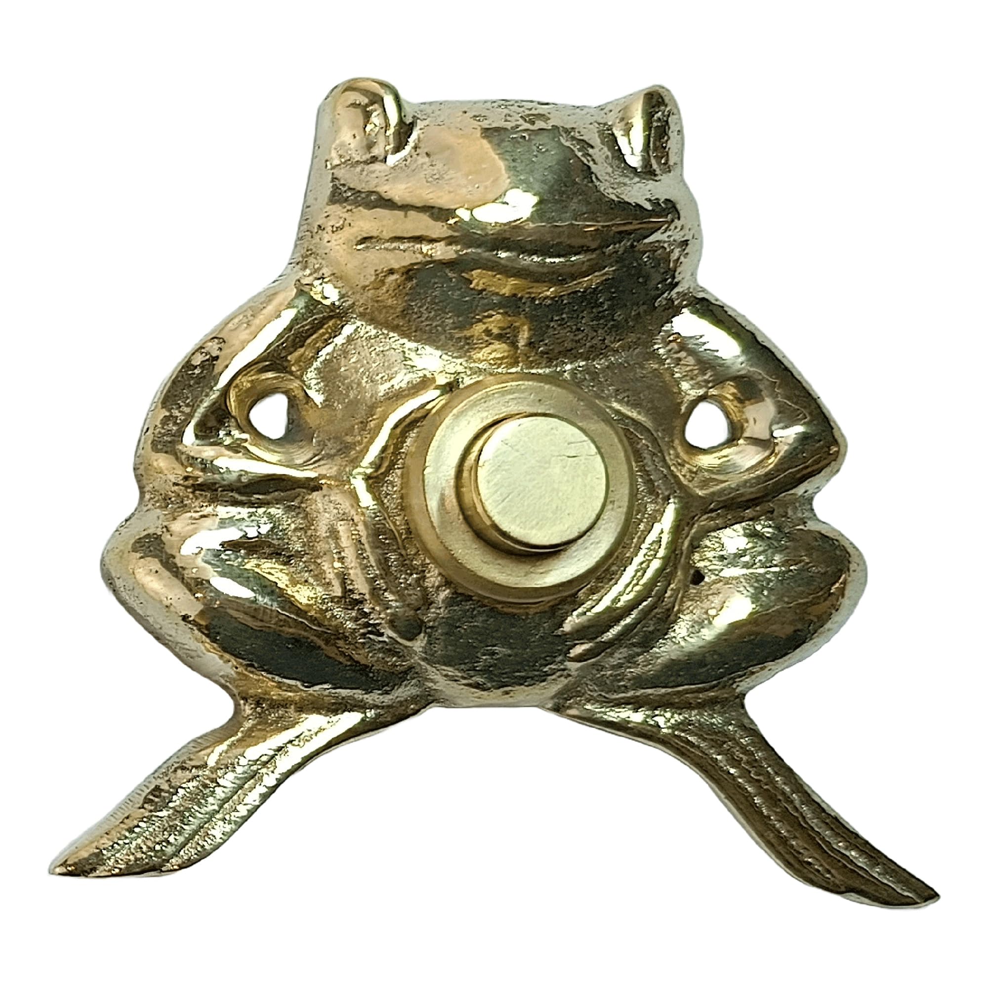 Anatolica Brass Frog Doorbell Button,Wired Wall-Mounted Door Bell Push,Antique Vintage Decorative Entry Door Hardware (Polished Brass)