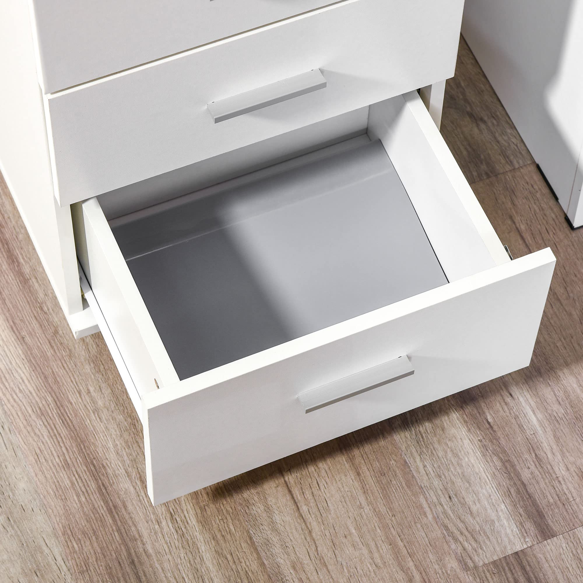 HOMCOM Caisson de Bureau Rangement Bureau sur Roulettes 3 Tiroirs Verrouillables 40 x 40 x 61,5 cm Blanc