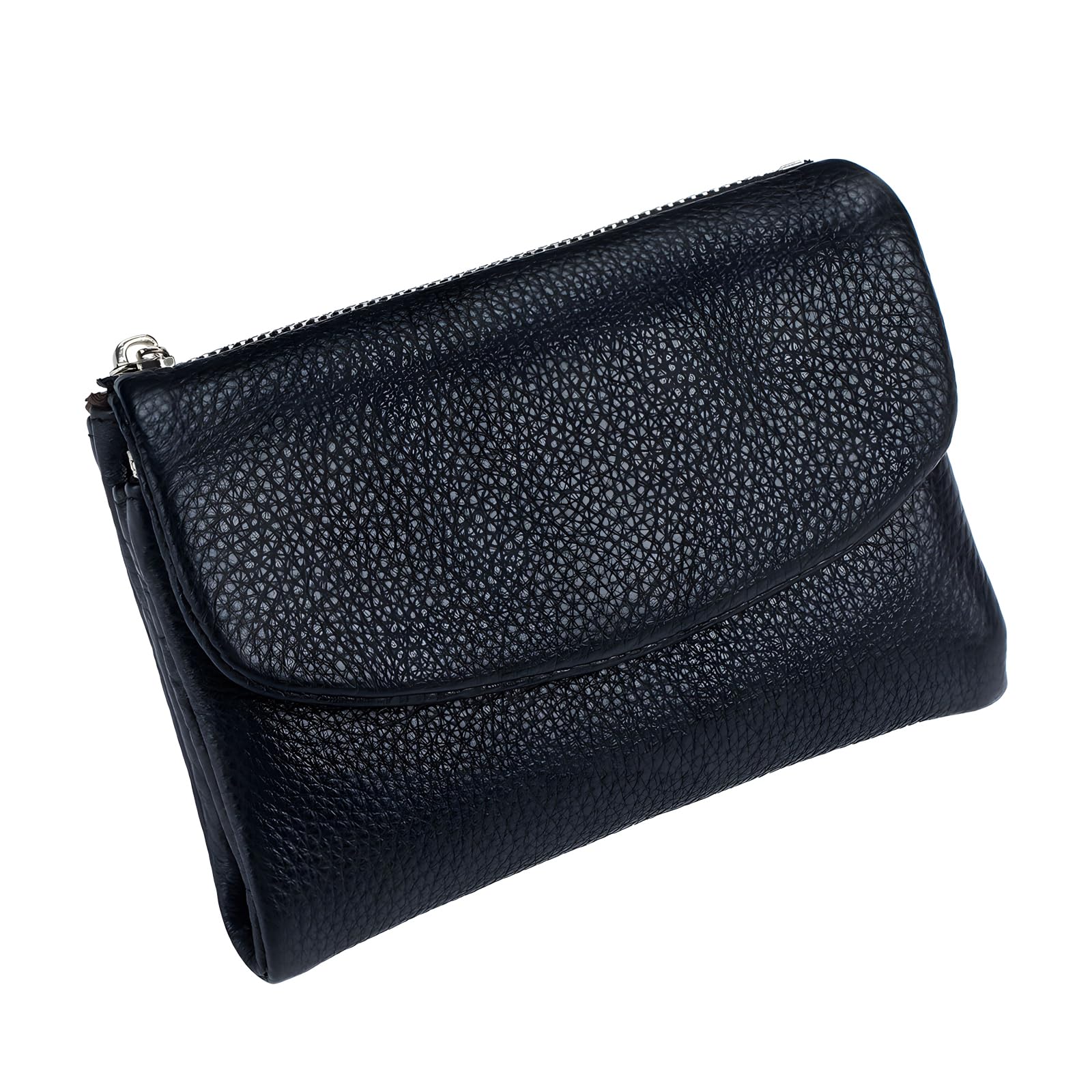 Atlodas Unisex Pebble Leather Wallet, 5.3In Short Genuine Leather Coin Card Holder, Unisex Clutch Bags, Can Hold Coins, Id Cards