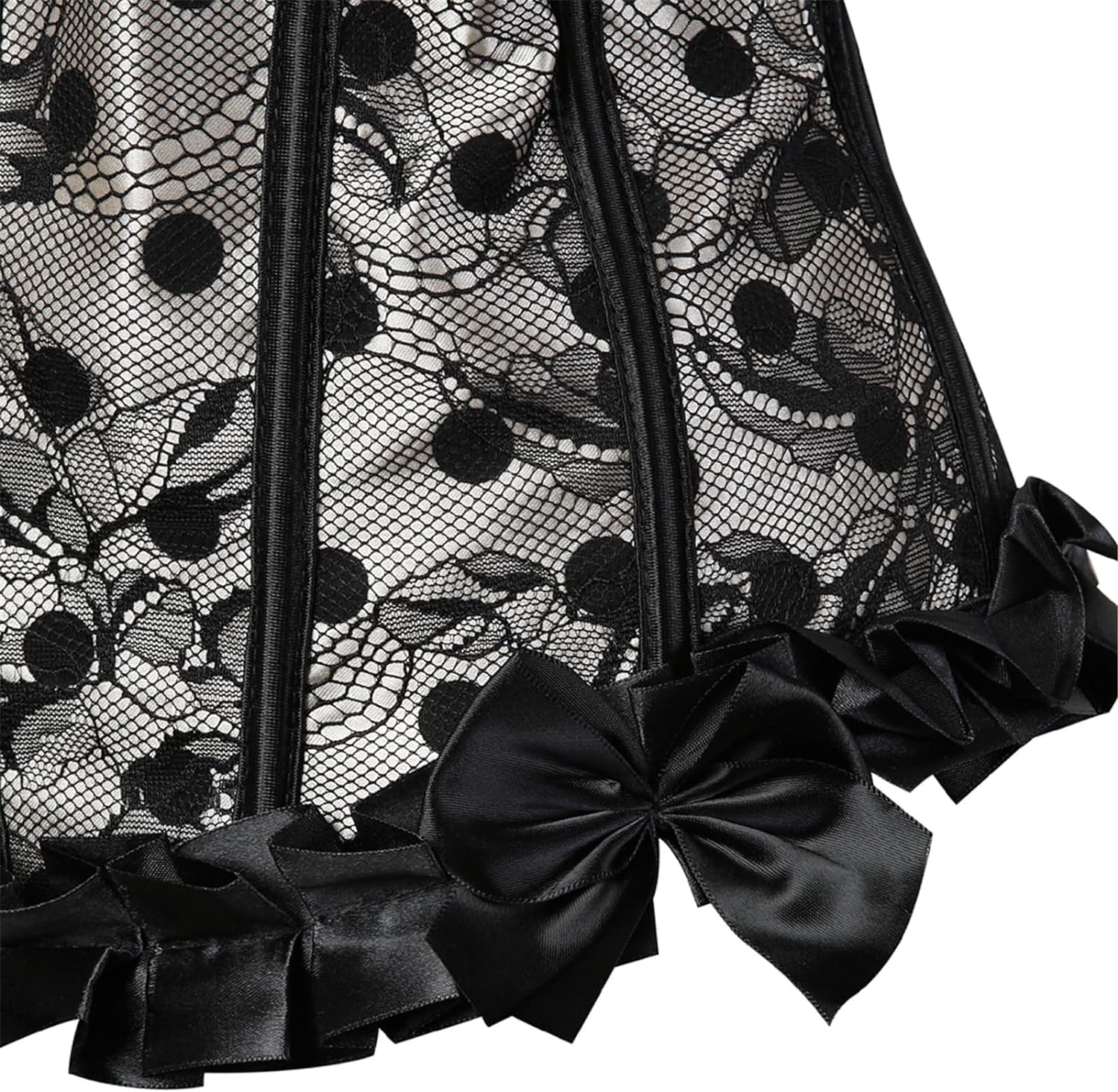 ADELCE Women's Lace up Gothic Jacquard Shoulder Straps Tank Overbust Shaper Corset Bustiers Top: X-Large Khaki 2