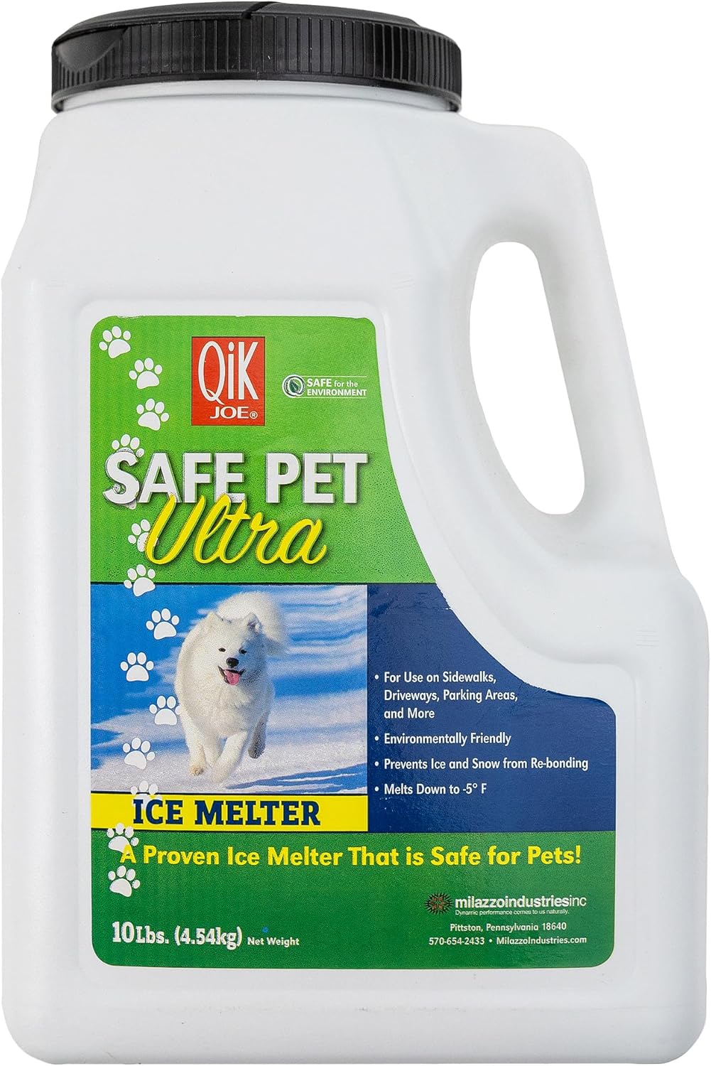 Qik Joe Safe Pet Ultra Ice Melt - 18lbs - Pet & Environmentally Friendly, Effective to -5ᵒF, Green Color Indicator