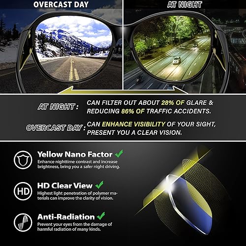 Miniatura 6 de URUMQI Night Vision Glasses Fit Over Glasses for Women, Anti Glare Night Time Driving Glasses Yellow Lens