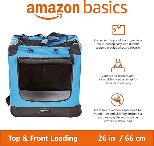 Miniatura 7 de Tienda Basics - Transportadora para perros y mascotas plegable, portátil, suave, 42 x 31 x 31 pulgadas, negro