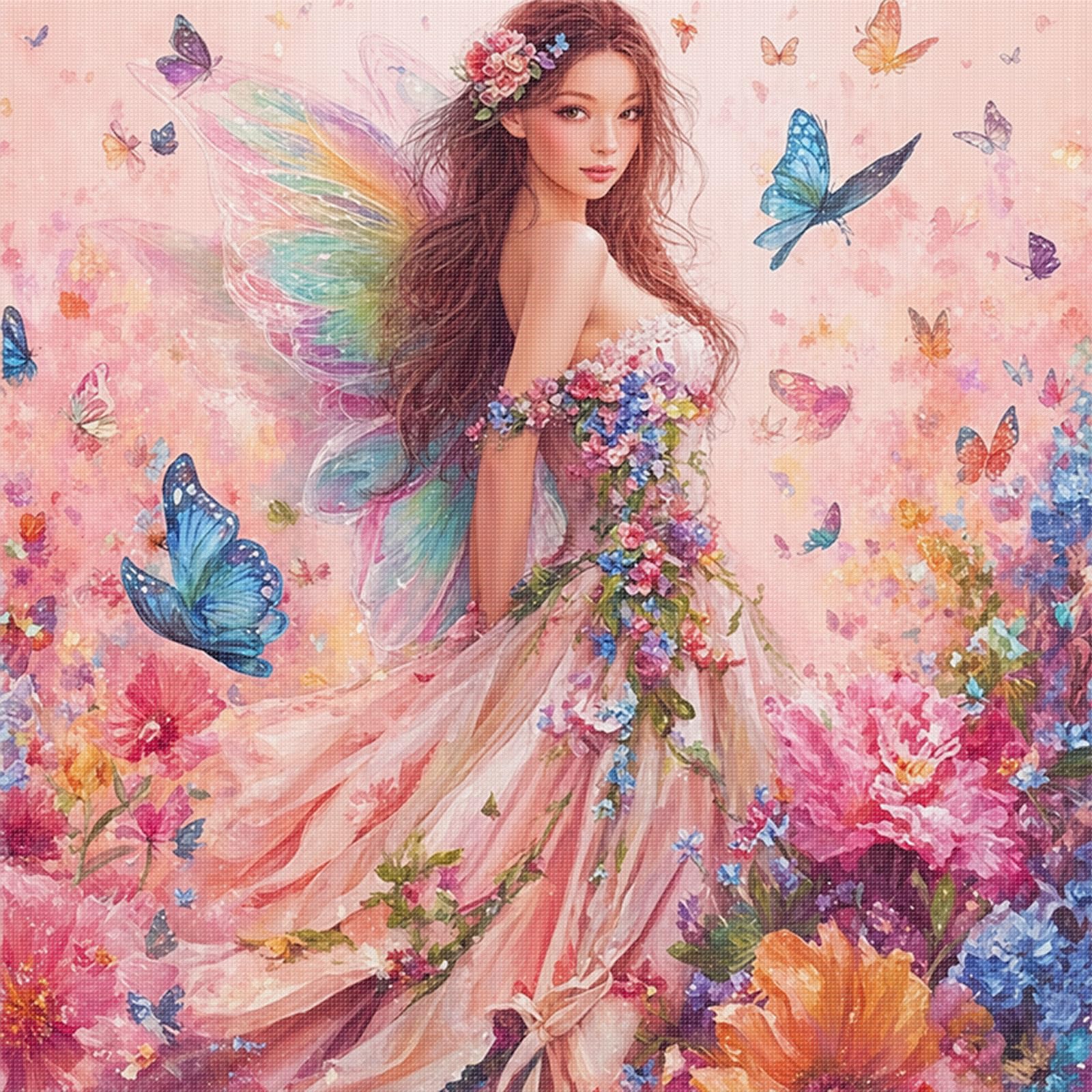 Cross Stitch Kit for Adult Beginners, 45x45cm Girl Full 11CT DIY Stamped