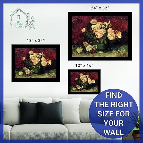 Miniatura 6 de Cuenco de cabina perdida con peonías y rosas 1886 de Vincent Van Gogh  Impresión en marco plano negro  Reproducción de pinturas de obras de arte