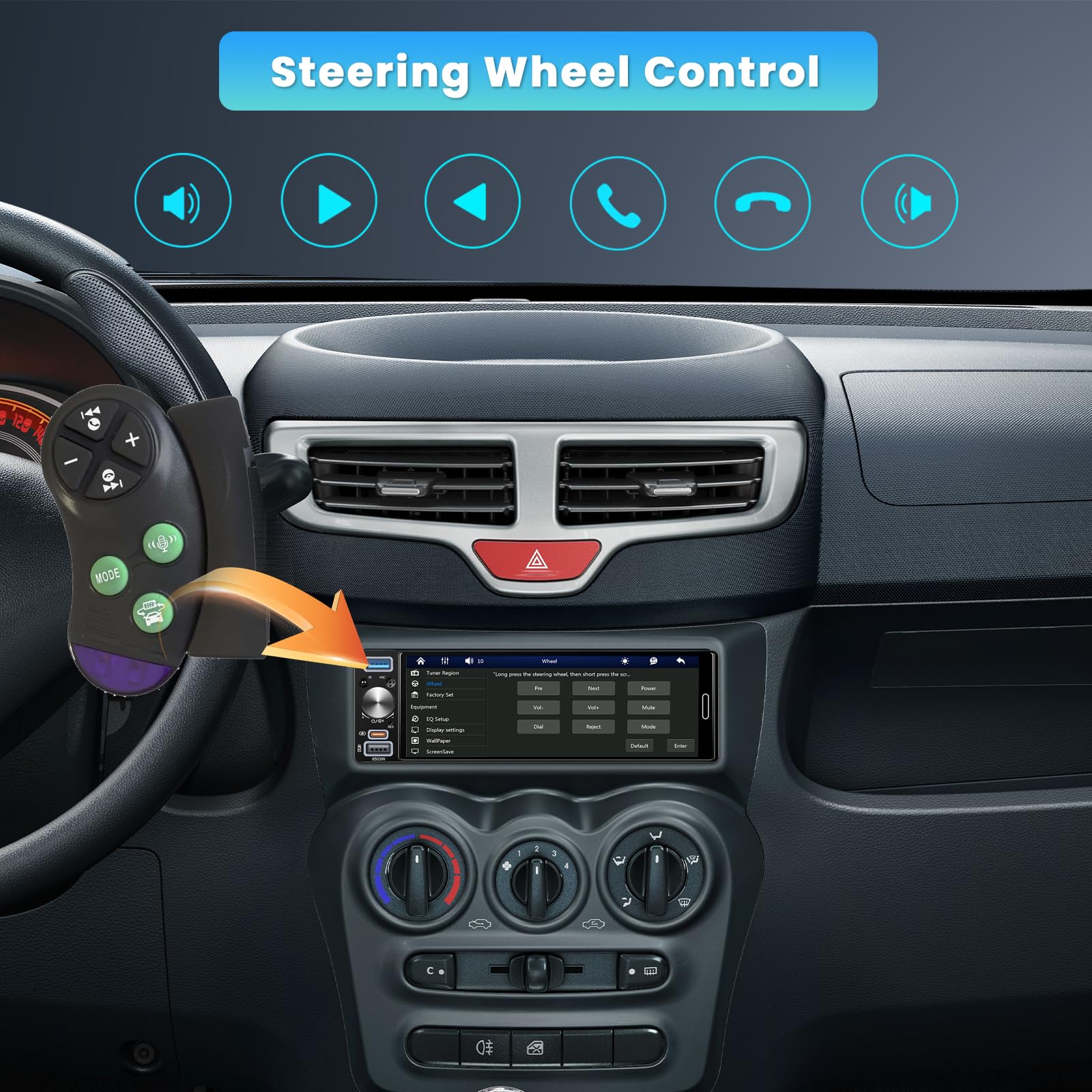 Inefala Autoradio 1 DIN CarPlay Android Auto 6,5" Bluetooth
