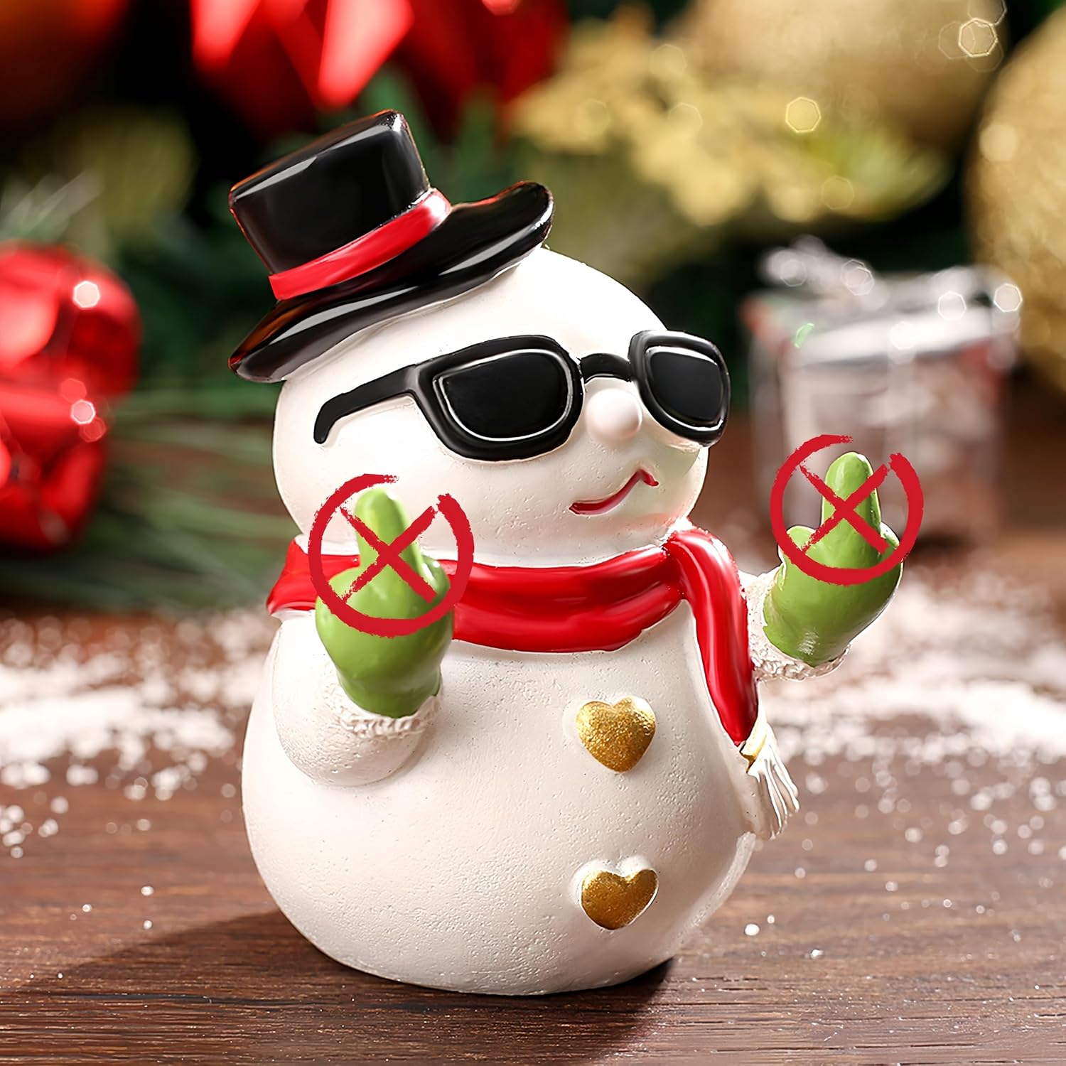 QINJIEJIE Snowman Figurines Christmas Decor Cute Finger Statue Decorations