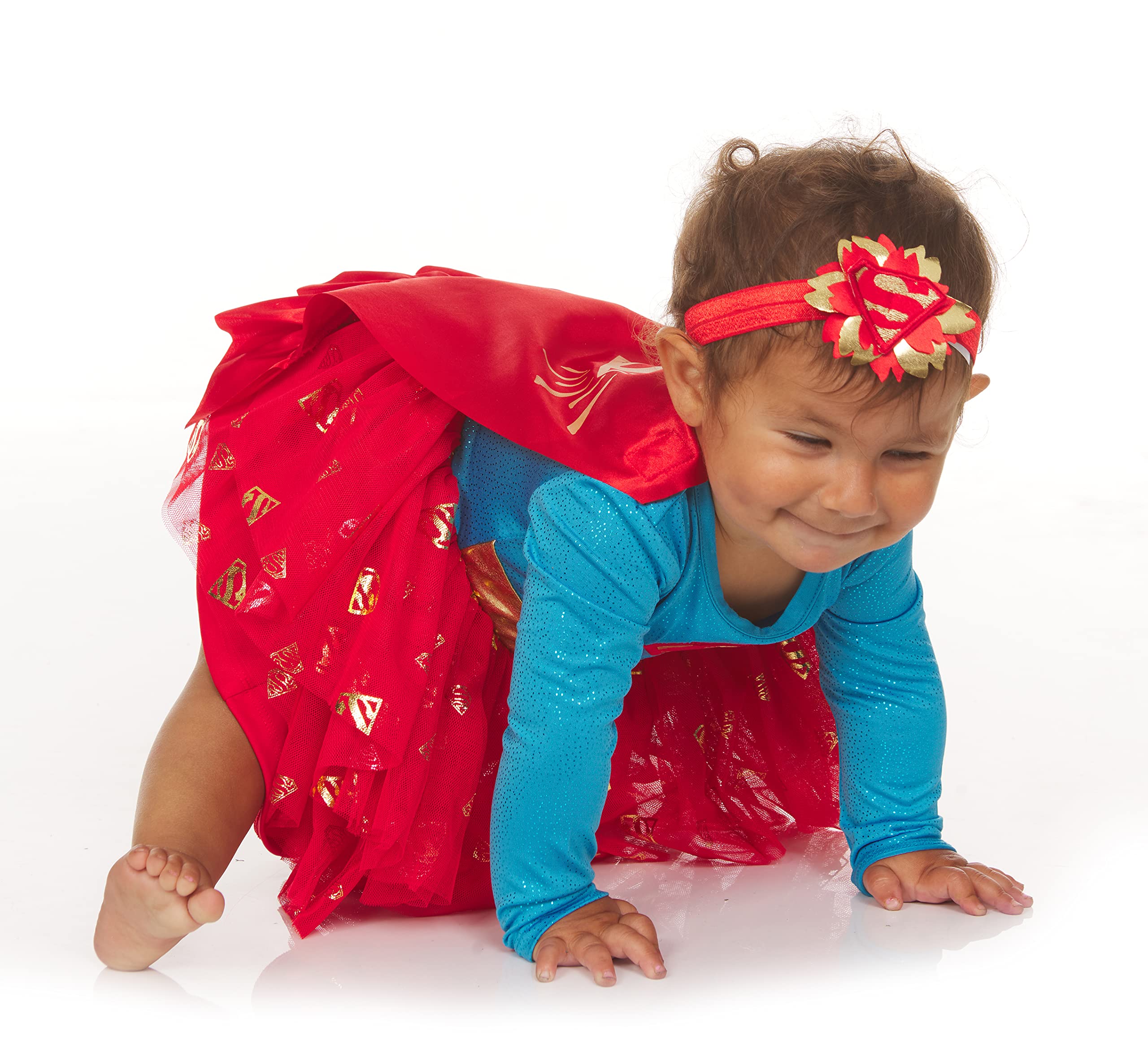 DC Comics Supergirl Batgirl Infant Baby Girls Dress, Blue/Red/Yellow, 3-6 Months
