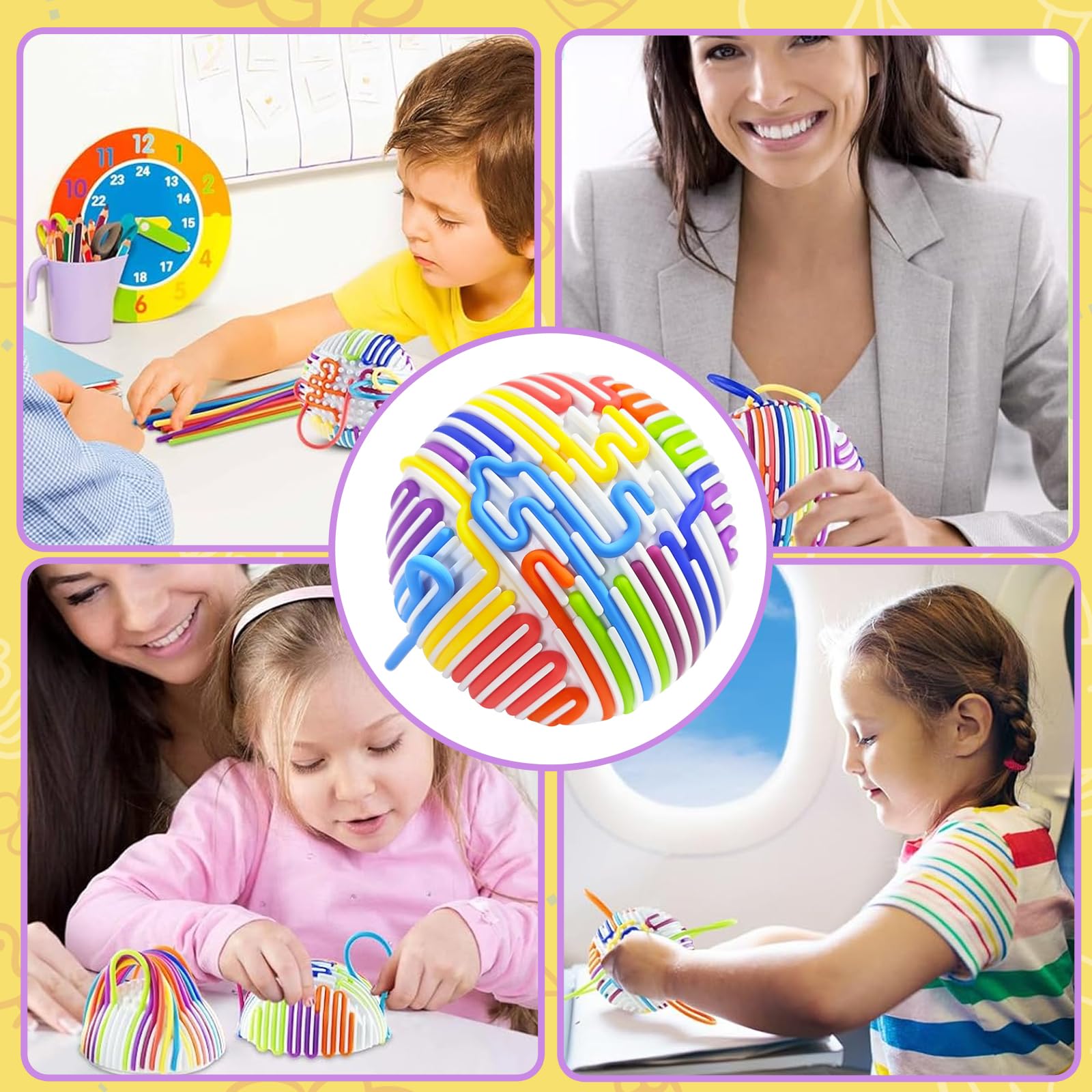 Sensorischer Aktivitätsball mit 16 Saiten – Fidget-Spielzeug für Stressabbau, ADHS, Autismus & Angst. Konzentration & Entspannung, Sensorik spielzeugPerfekt für Kinder ab 3 Jahren und Erwachsene.