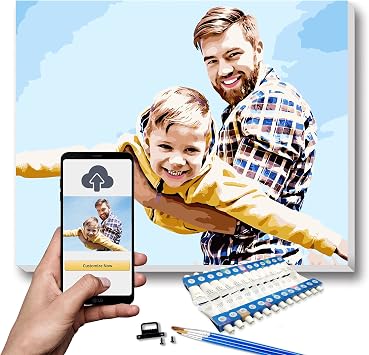 BLINGPAINTING Custom Paint by Numbers kit for Adults Paint Your own Photos Personalised Paint by Numbers kit Customized DIY Paint by Numbers Set Custom Gift 20x24inch, no Frame