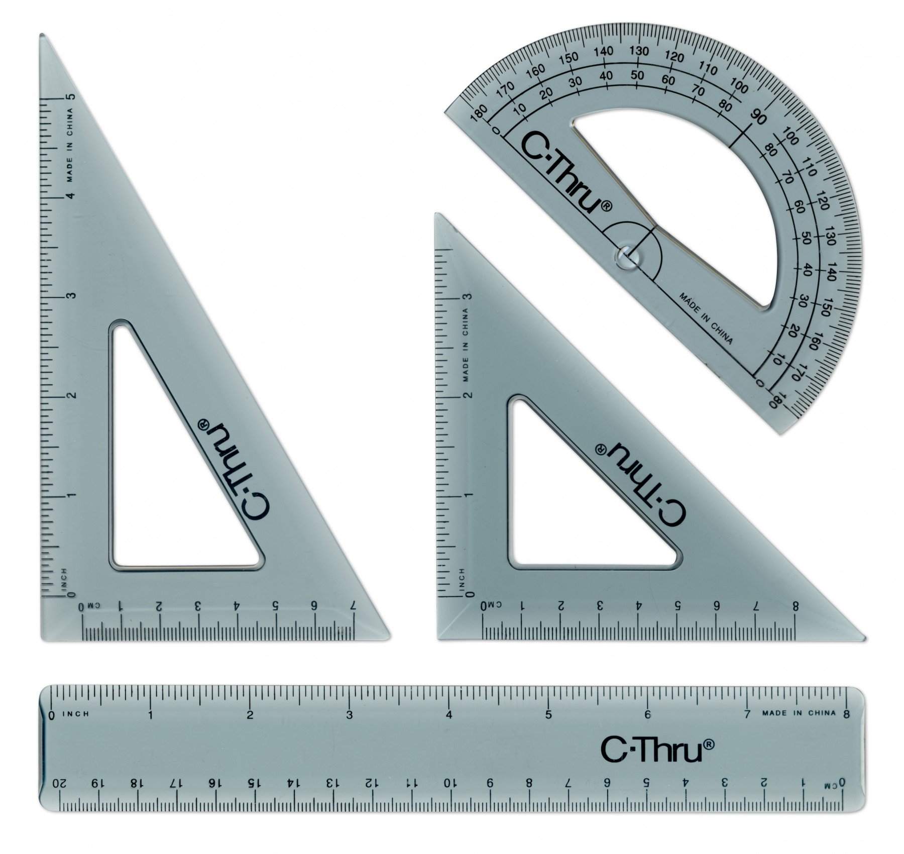 Westcott Ruler and Protractor Combo Set,", Metric, 8", 20cm (KT-2)