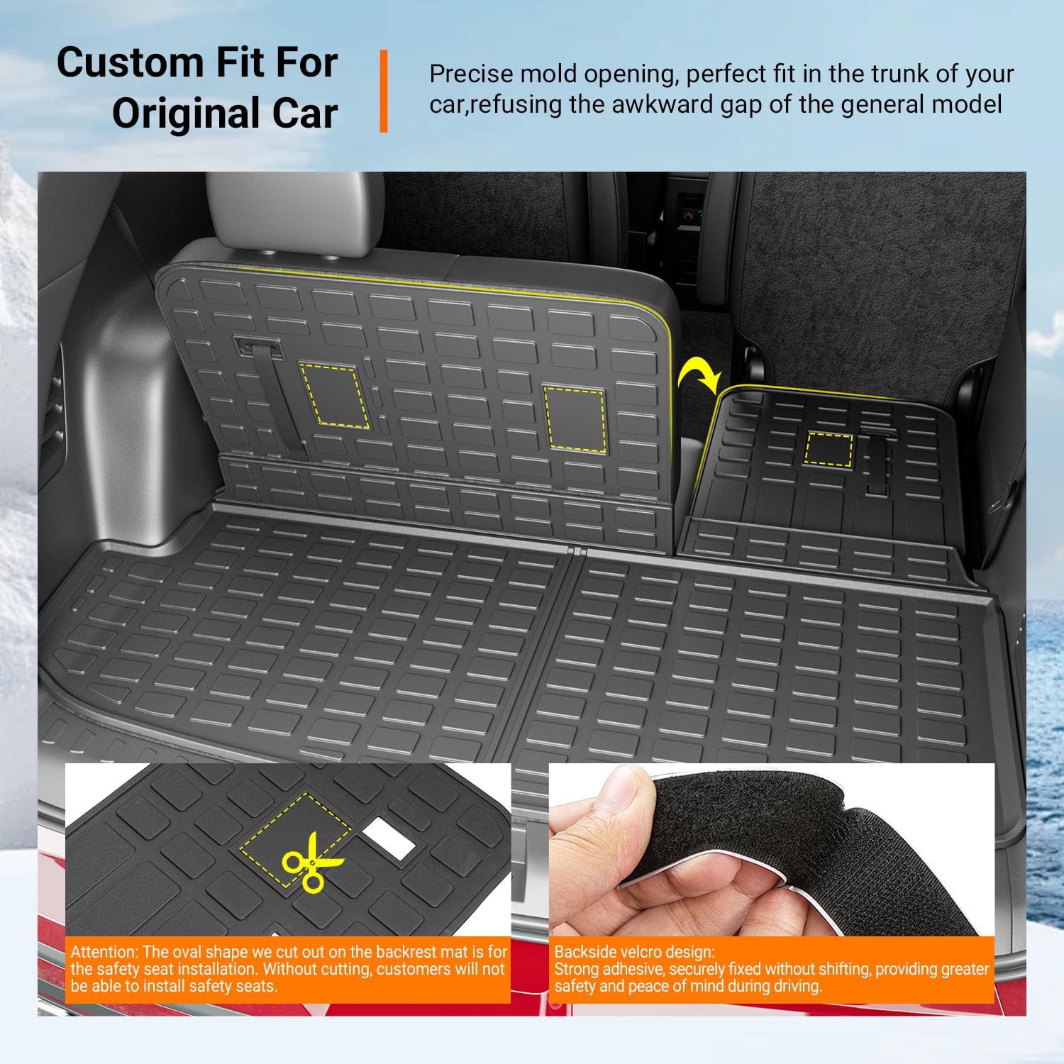 powoq Floor Mat Compatible with 18-24 Chevy Traverse Cargo Mat Replacement for 2018-2024 Chevy Traverse Accessories(Trunk+Backrest+7Seats Floor Mat) - Image 2