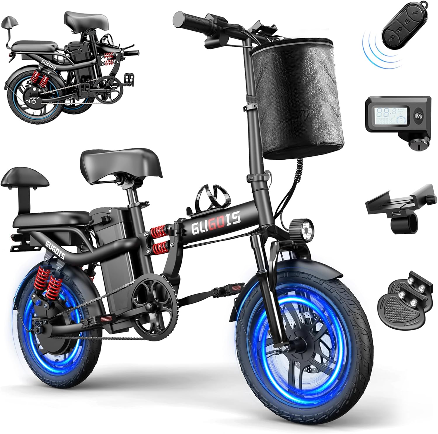 Electric Bike for Adults,750/1000W Motor E-Bike,28/30 MPH,748.8/960 Wh Removable Battery,25-45Miles,16/20in Commuter Ebikes,Full Suspension Electric Bicycles for Adults -2 Seater