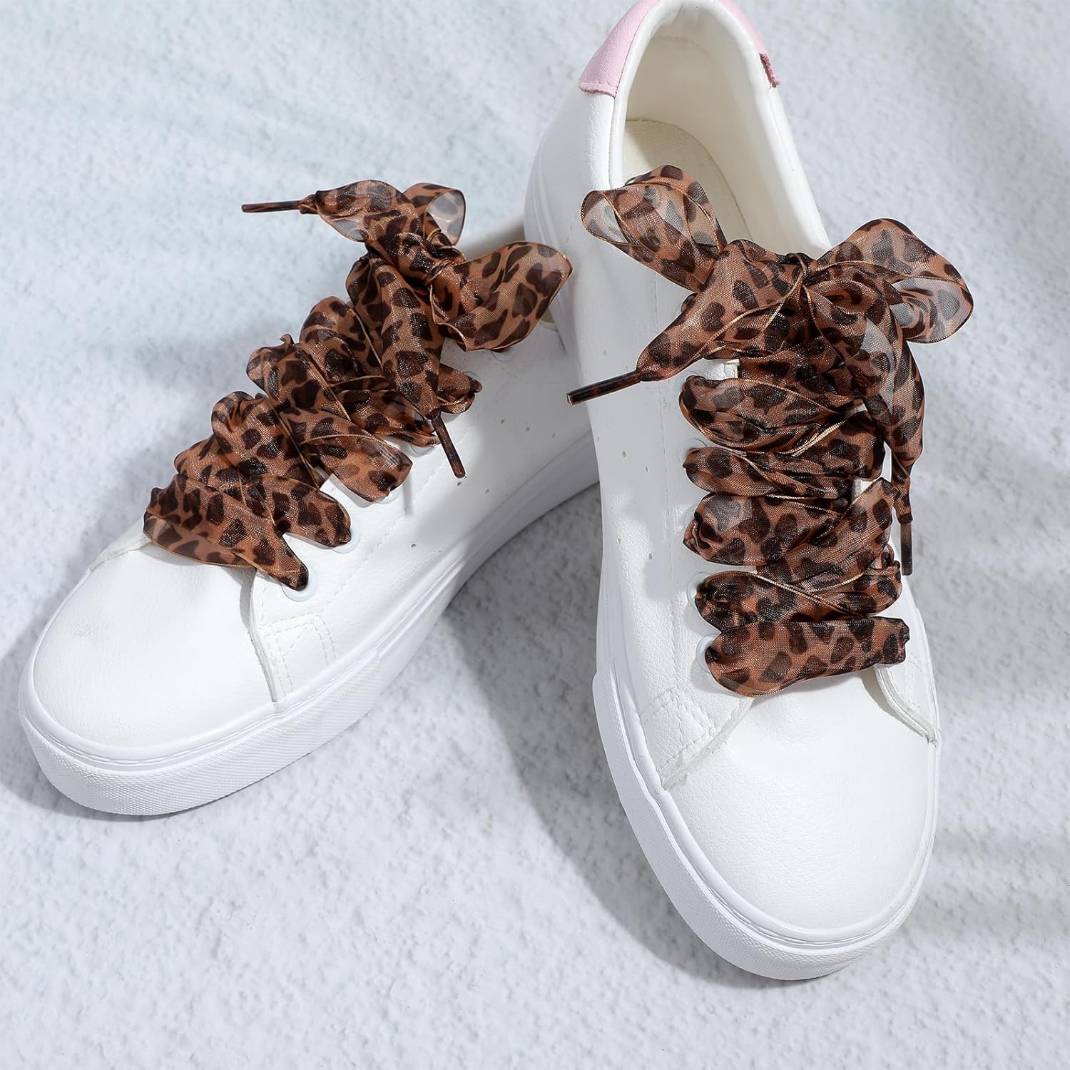 2 Pairs 4cm Wide Leopard Print Shoe Laces for Women - Fun Cheetah Lace Shoelaces for Sneakers, Silk Replacement Shoe Strings - 130cm/51.2inch - Image 4