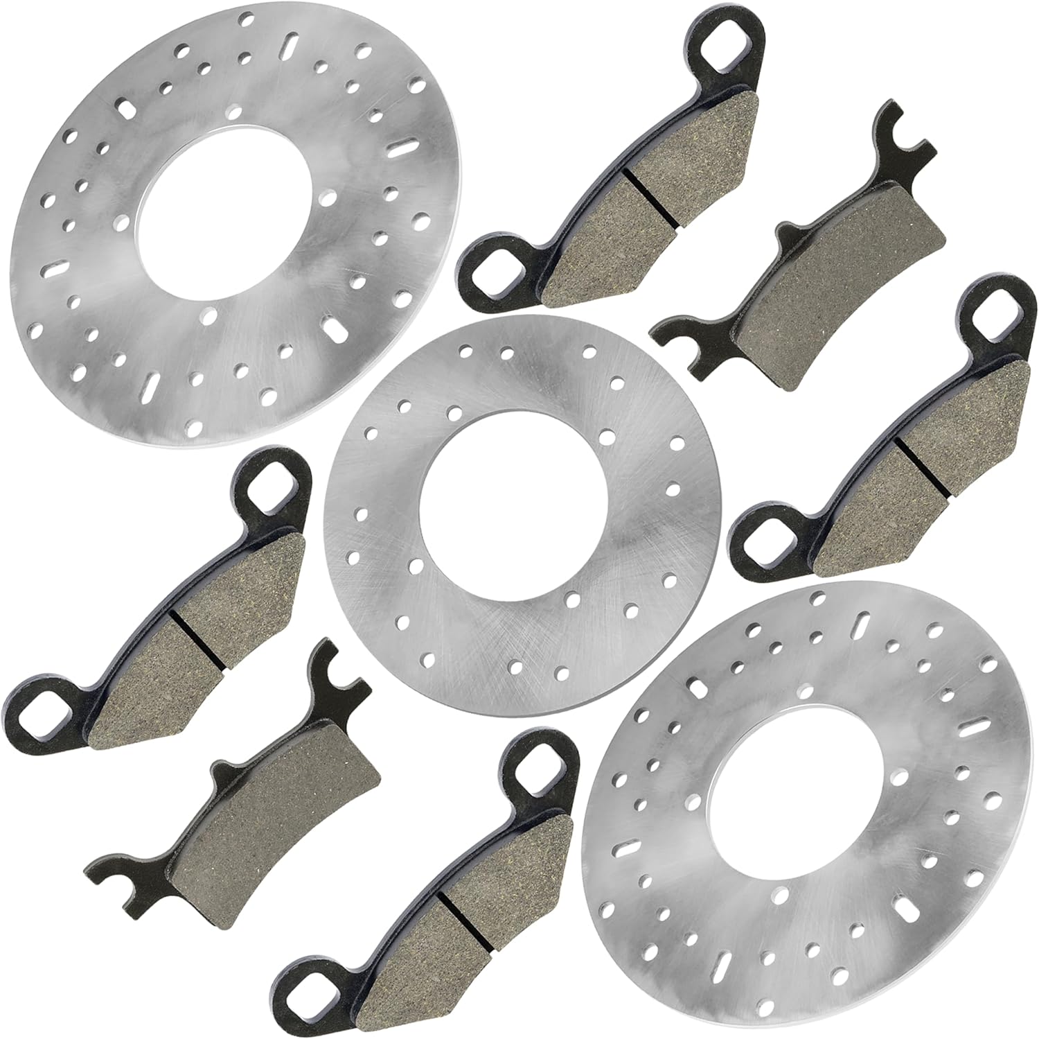 Caltric Front Rear Brake Disc Rotor with Pads Compatible with Polaris Sportsman 500 450 2004 2005 2006