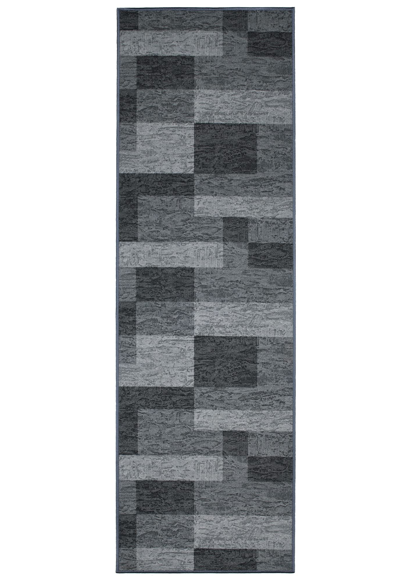 TAPISO Antidérapant Tapis Couloir Long Tapis au Mètre Tapis de Passage Poils Ras Tapis Entrée Cuisine Évier Chambre Escaliers Moderne Gris Foncé Anthracite Géométrique 120 x 350 cm