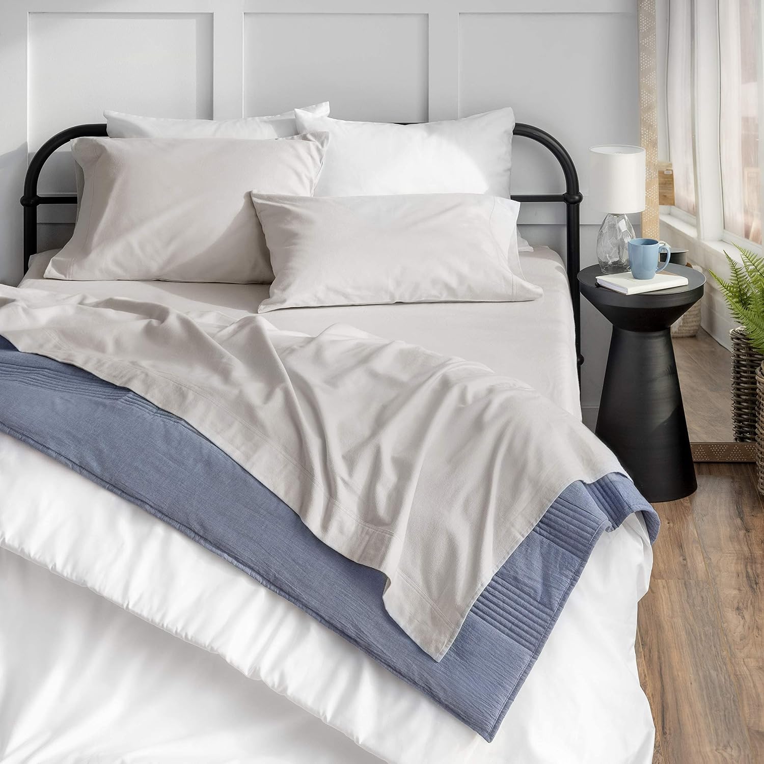 Welhome 100% Cotton Flannel Sheet Set | Full Size 4 PC Luxury Bed Sheets | 100% Brushed Cotton for Supreme Comfort | Lightweight | Soft Warm & Cozy | Breathable | Deep Pockets | Fawn Brown