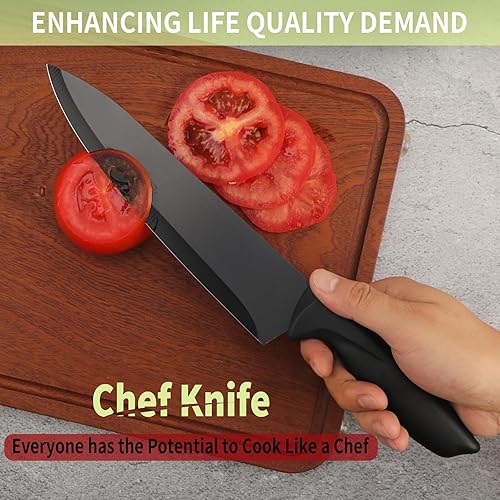 Miniatura 6 de Juego de cuchillos – Juego de 6 cuchillos para tijeras de cocina con soporte compacto, cuchillo de chef afilado sin palillo, apto para lavavajillas