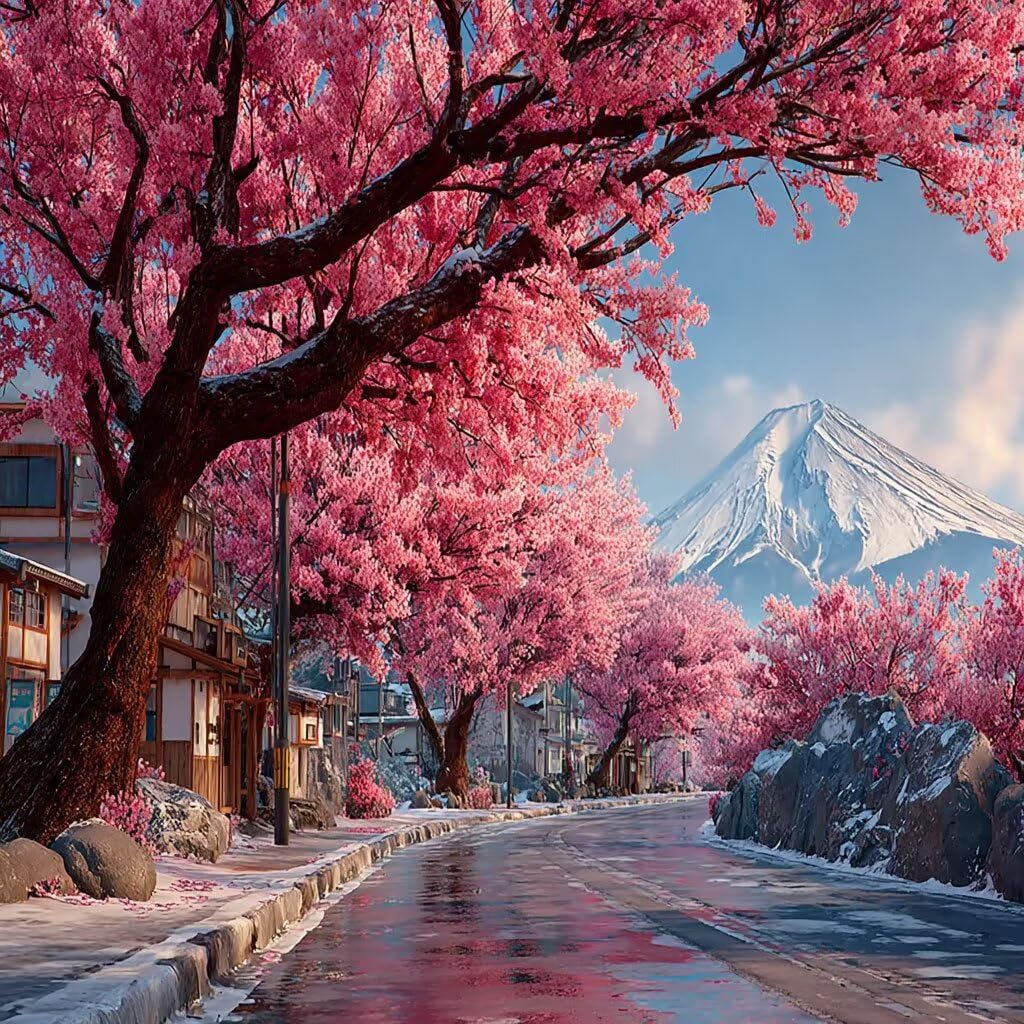 Mount Fuji diamentowe zestawy artystyczne dla dorosłych, diamentowy obraz drzewo, kryształowe zestawy artystyczne dla dorosłych, początkujących, pełne kwadratowe wiertło, klejnot, zestawy do haftu