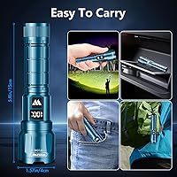 Vista 6 de WdtPro LED Rechargeable Flashlight 2 Pack, Super Bright Zoomable 6000 Lumens Tactical Flashlight with LCD Digital Display, 3 Mode Waterproof Flash