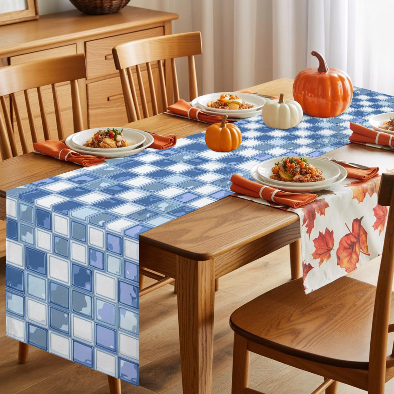 Amazon.com: Table Runner Coastal Plaid Table Runners 13x60in