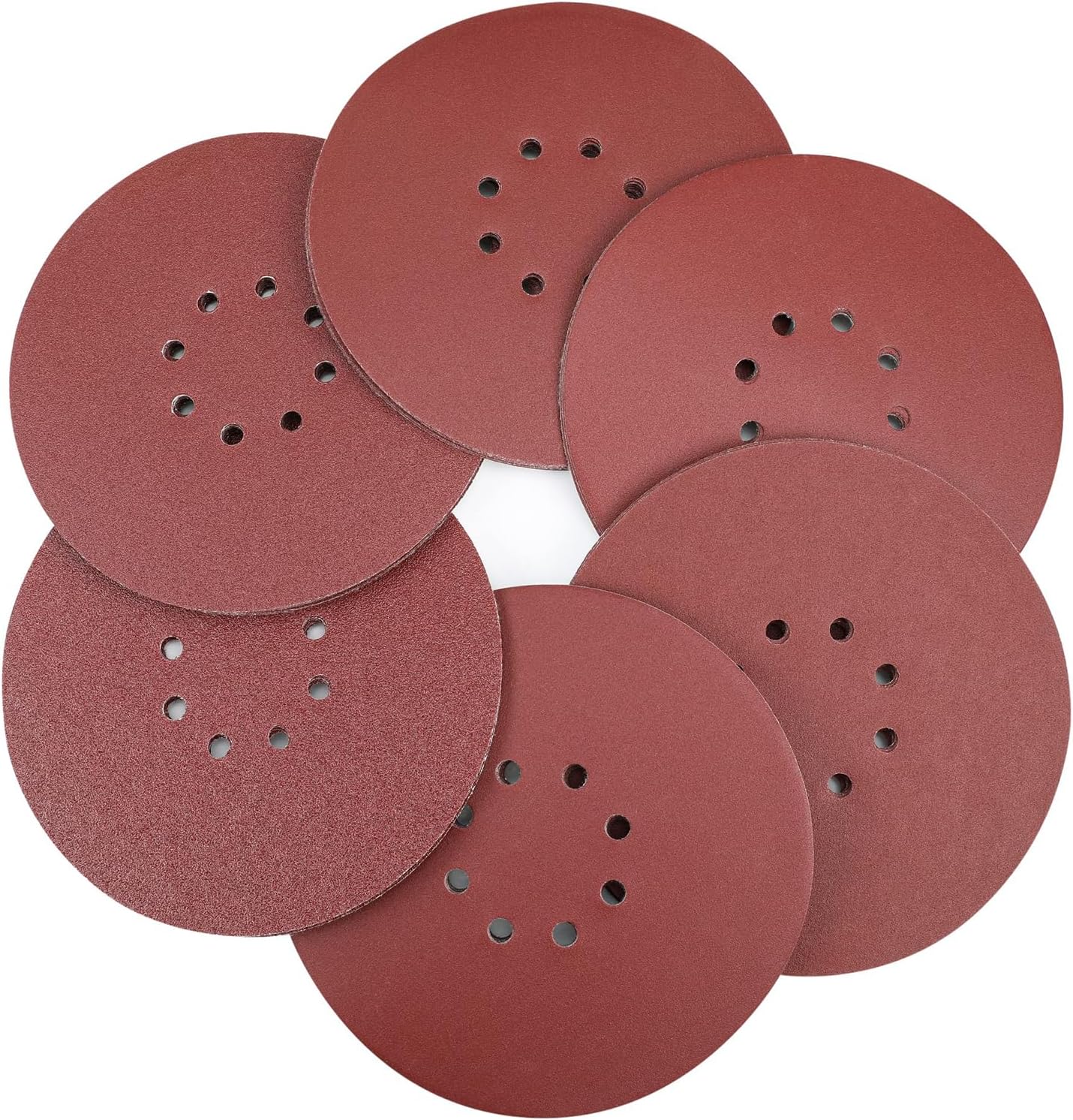 9 Inch 8 Hole Hook-and-Loop Sanding Discs Sandpaper, 50PCS Drywall Sanding Discs 6 Grades-60, 80, 120, 150, 180, 240 Grits, Grinding Abrasive Sanding Disc for Drywall Sander Wood Furniture Finishing