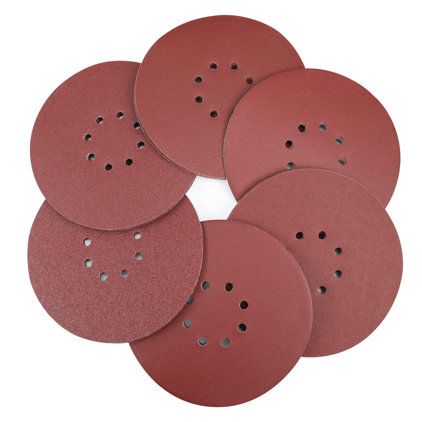 9 Inch 8 Hole Hook-and-Loop Sanding Discs Sandpaper, 50PCS Drywall Sanding Discs 6 Grades-60, 80, 120, 150, 180, 240 Grits, Grinding Abrasive Sanding Disc for Drywall Sander Wood Furniture Finishing