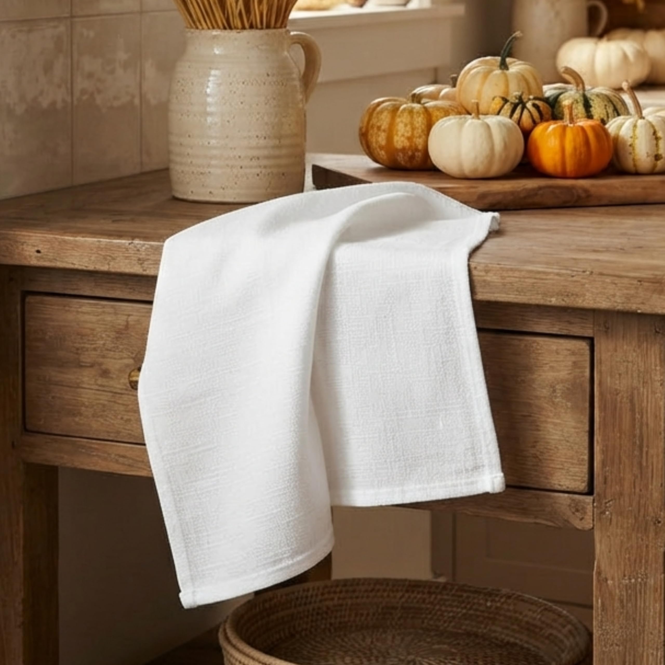 Toallas de Saco de harina, paño de Cocina para Manualidades, Toalla de algodón en Blanco para Bordar, Funda de Lino a Prueba de Pan para Hornear, Grueso, Absorbente, de Secado rápido, Paquete de 2