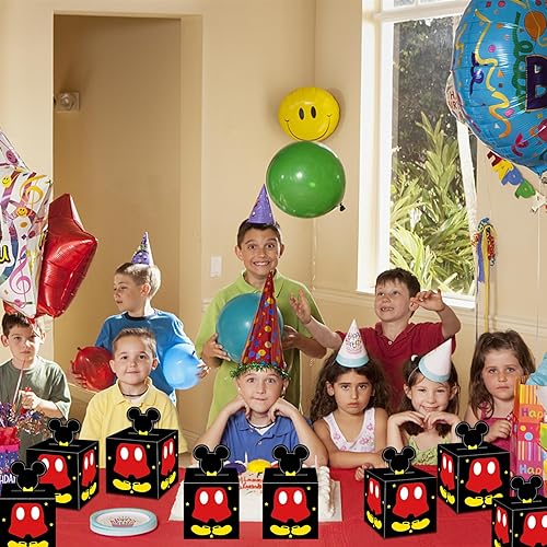 Miniatura 6 de Hbavfihnbg 12 cajas de recuerdo de suministros de fiesta de ratón, bolsas de regalo de fiesta de ratón para niños, decoración de cumpleaños (negro)