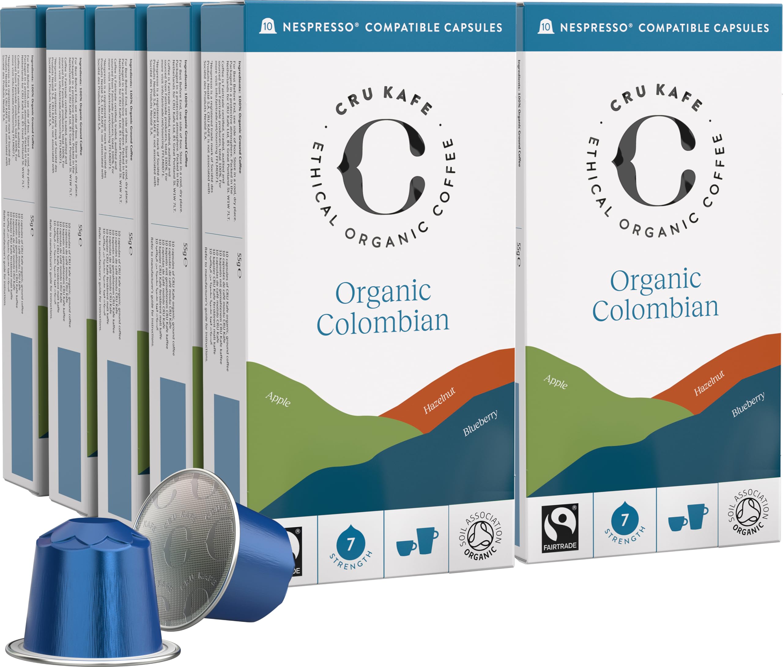 CRU KafeOrganic Colombian Arabica Espresso Single-Serve Organic Arabica Coffee Pods (160 Pods) Compatible with Nespresso Original Line