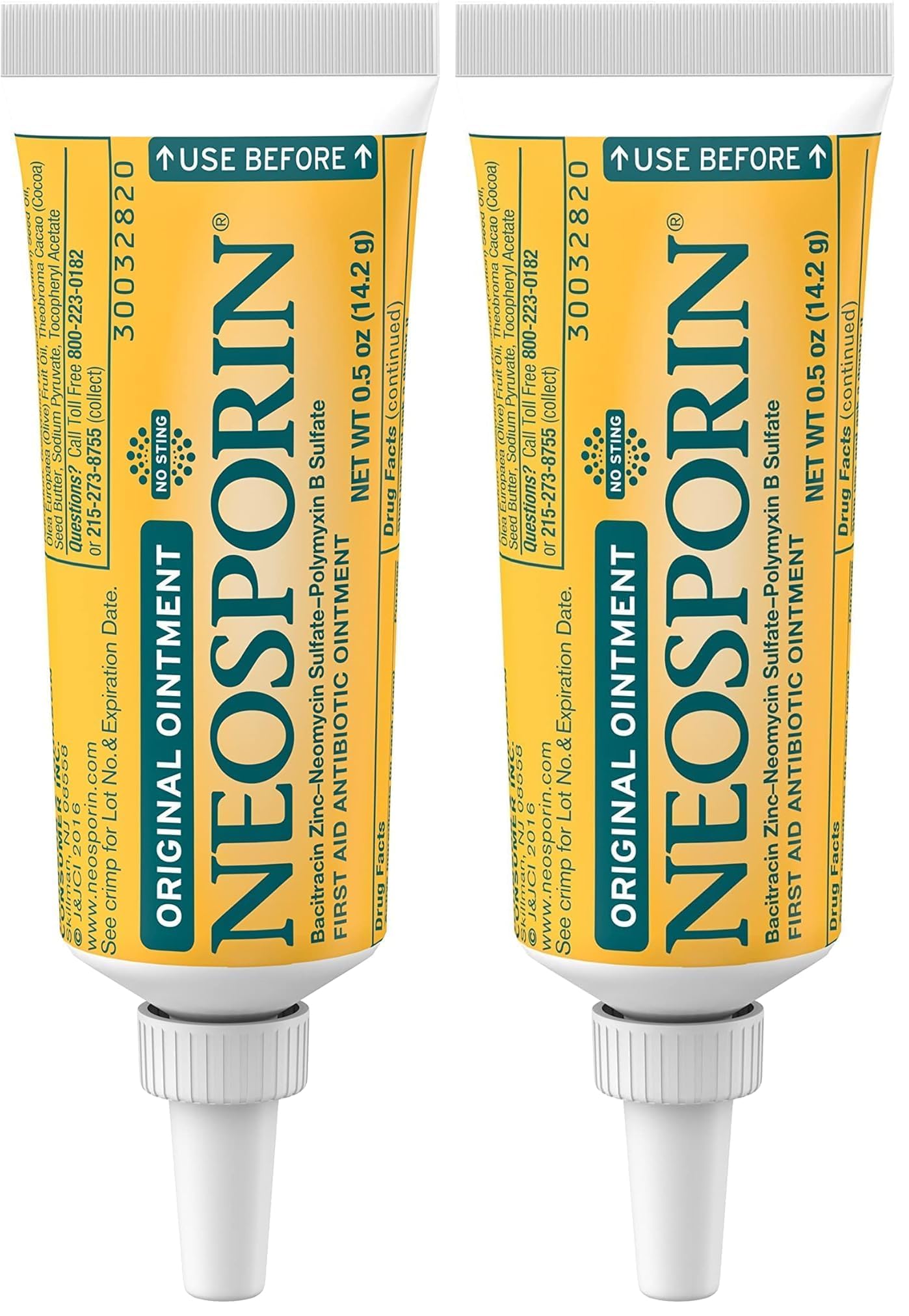NeosporinOriginal First Aid Antibiotic Ointment with Bacitracin Zinc for Infection Protection, Wound Care Treatment & Scar Appearance Minimizer for Minor Cuts, Scrapes and Burns,.5 oz (Pack of 2)