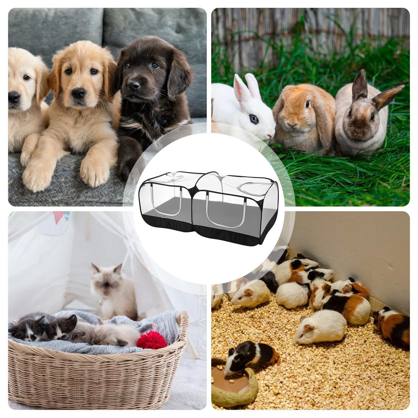 Box per Ampio Recinto Traspirante Pieghevole in Rete Trasparente Conigli | Pollaio Portatile Per Cuccioli Conigli Criceti Cavie Furetti Piccoli Animali Interno Esterno