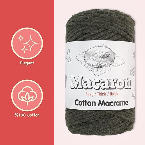 Miniatura 2 de Cuerda de macramé de 0.157 in x 92 yardas, cuerda de algodón colorido para colgar en la pared, ganchos de plantas, para manualidades, tejer (verde