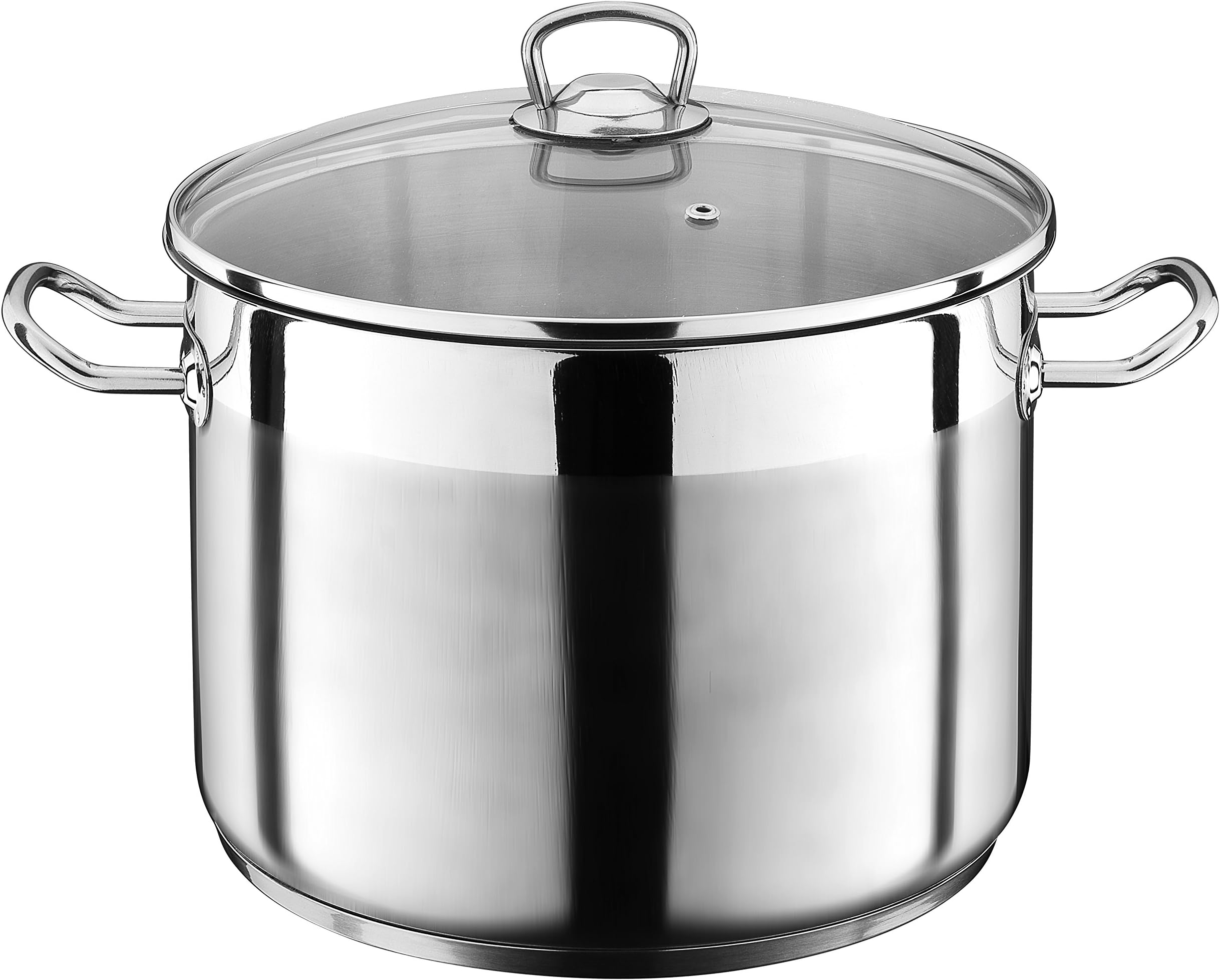 GSWStahlwaren GmbH Jumbo Cooking Pot, Silver/Clear, 28 x 19 cm, 12 Litre
