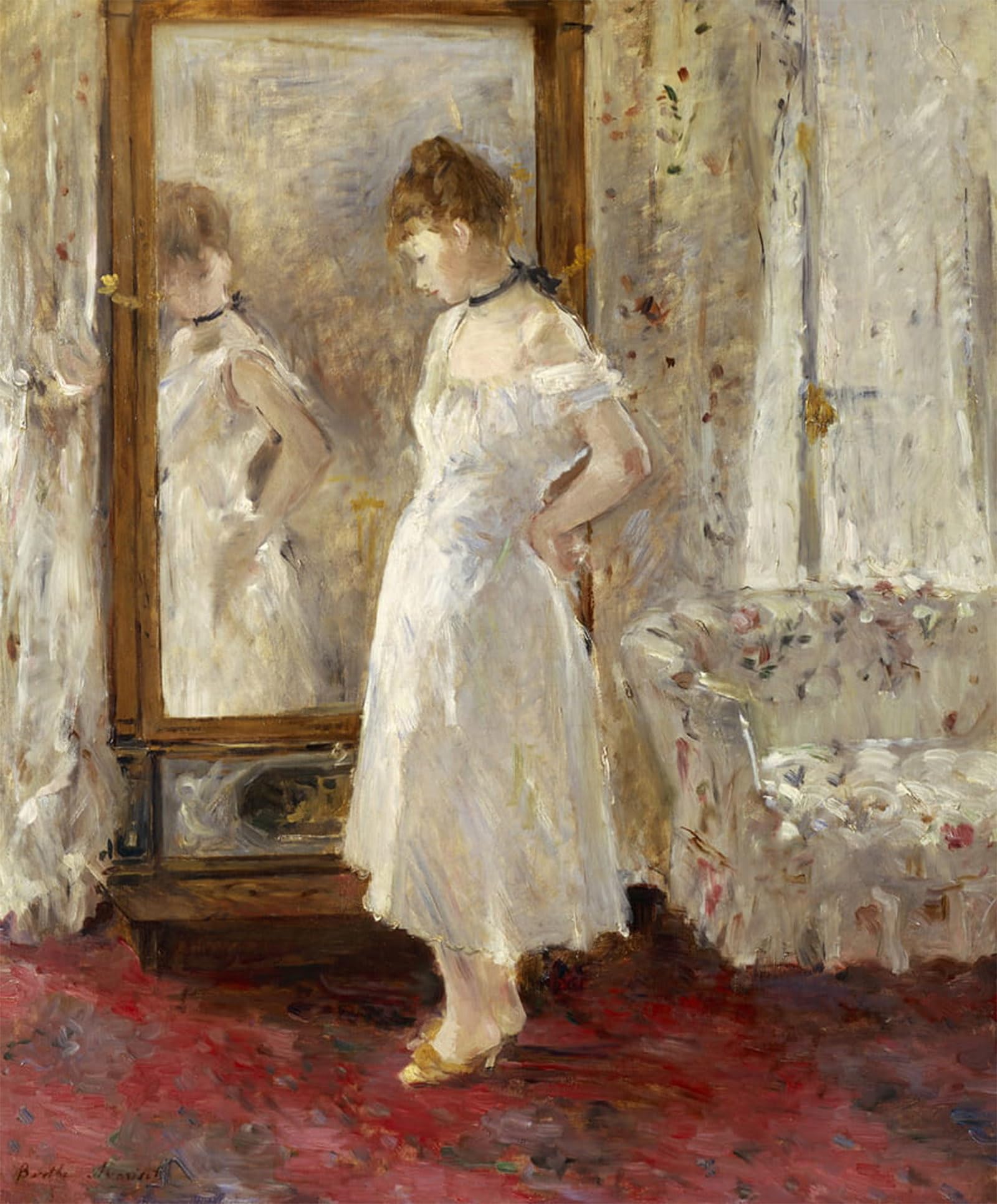 SERENDIPITP Abstract Painting Mural Print Picture Wall Decor Painting the Psyche Mirror by Berthe Morisot Vintage Wall Artwork for Home Decor 60x90cm
