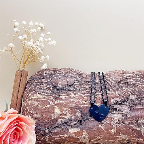 Miniatura 6 de JOYA GIFT Juego de 2 piezas de collar en forma de corazón de acero inoxidable dorado para parejas collar con colgante para él y ella collares a