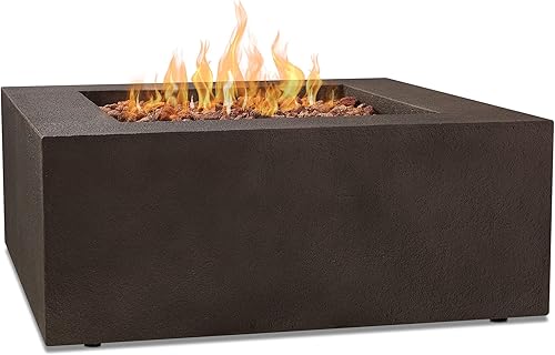 Miniatura 1 de Real Flame Baltic Square Natural Gas Fire Pit Table - includes Lava Rock Filler, Storage Cover - 15" Round Stainless Steel Burner