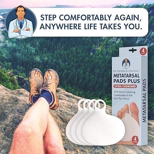 Miniatura 5 de Dr. Frederick's Original Almohadillas metatarsianas Plus – 4 piezas – Alivio del dolor en el antepié – Almohadillas de bola de pies – Cojín para