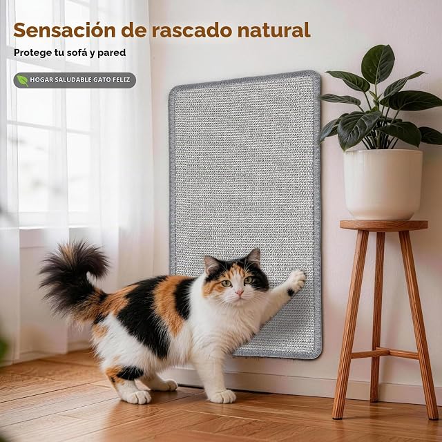 Foto 5 de 7 de Gimars 50x30cm Alfombra Rascador para Gatos de Sisal, Rascador Gato Natural para el Suelo
