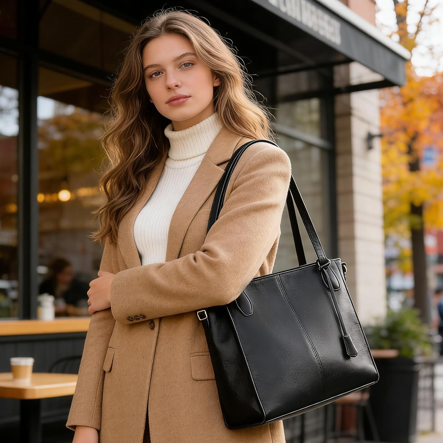 Large Tote Bag for Women Work,Vegan Leather Tote Bag for Women,Women's Shoulder Handbags Purses with Adjustable Strap